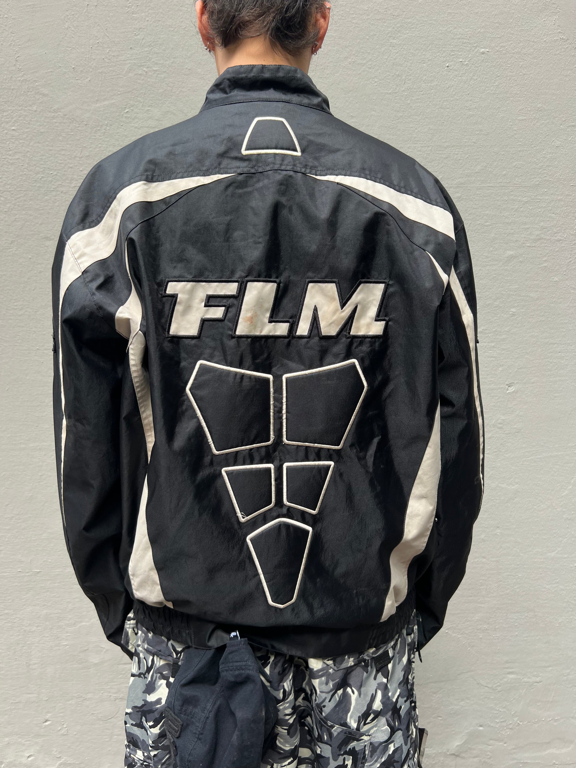 Trage Bild Vintage FLM Racing Jacket von hinten
