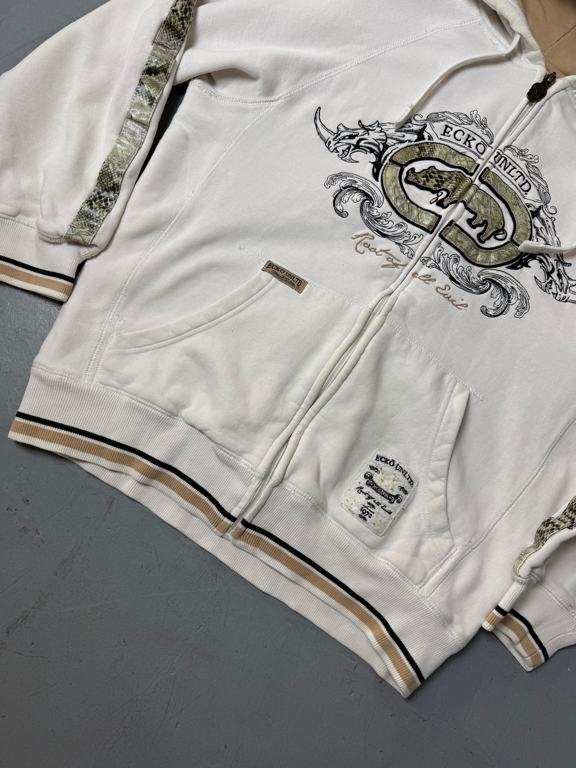 Vintage Ecko Unltd. White Oversized Zip Up Hoodie S/M