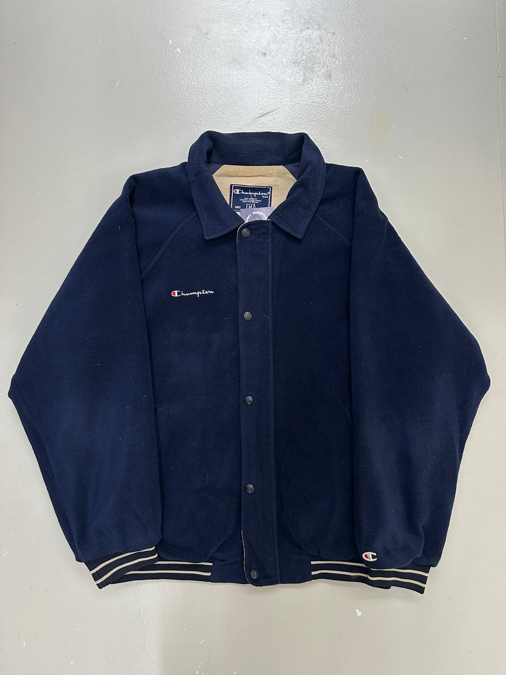Vintage Champion Fleece Jacket für Herren. Y2K Second Hand 2000s Fashion 