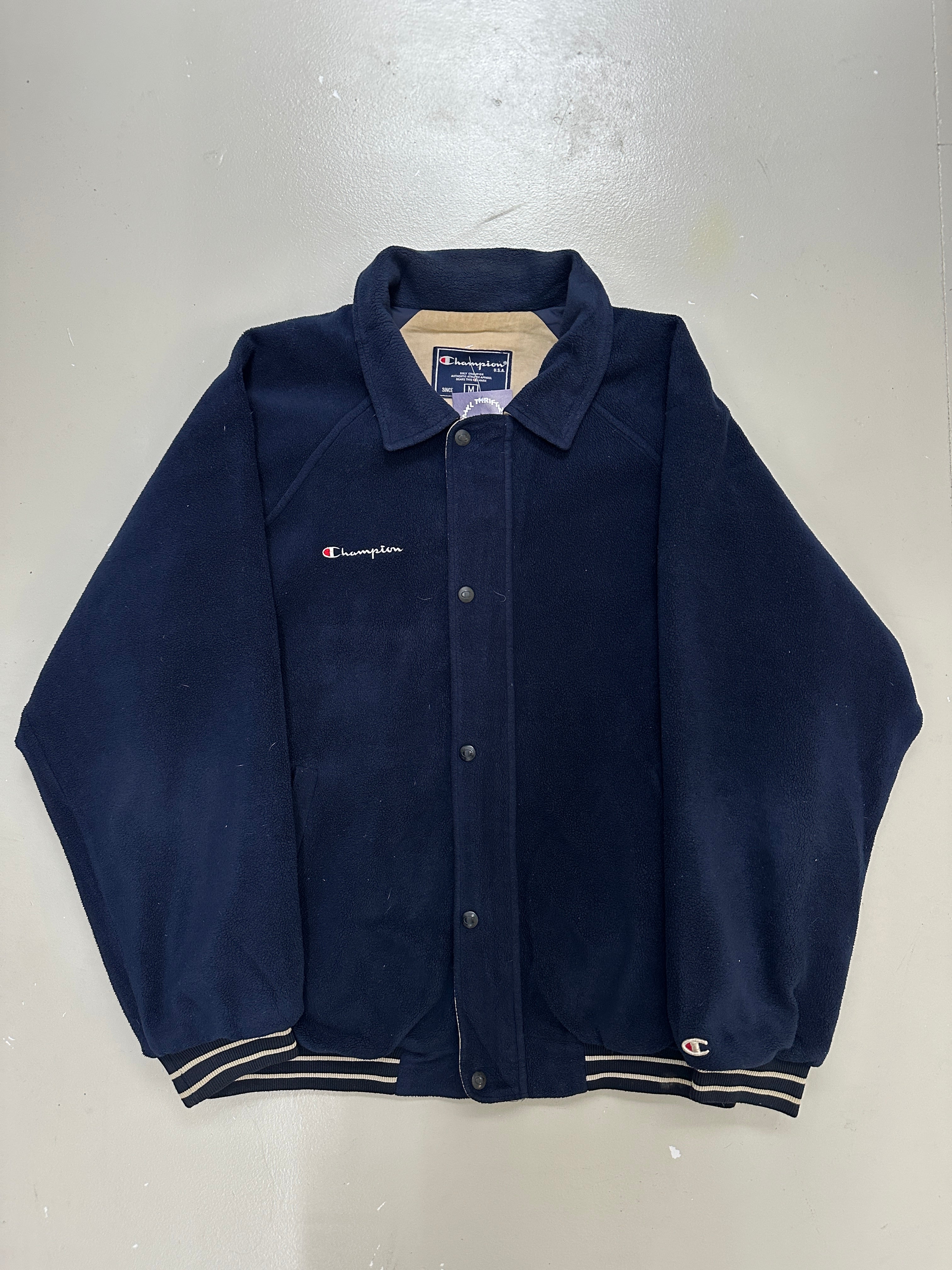 Vintage Champion Fleece Jacket für Herren. Y2K Second Hand 2000s Fashion 