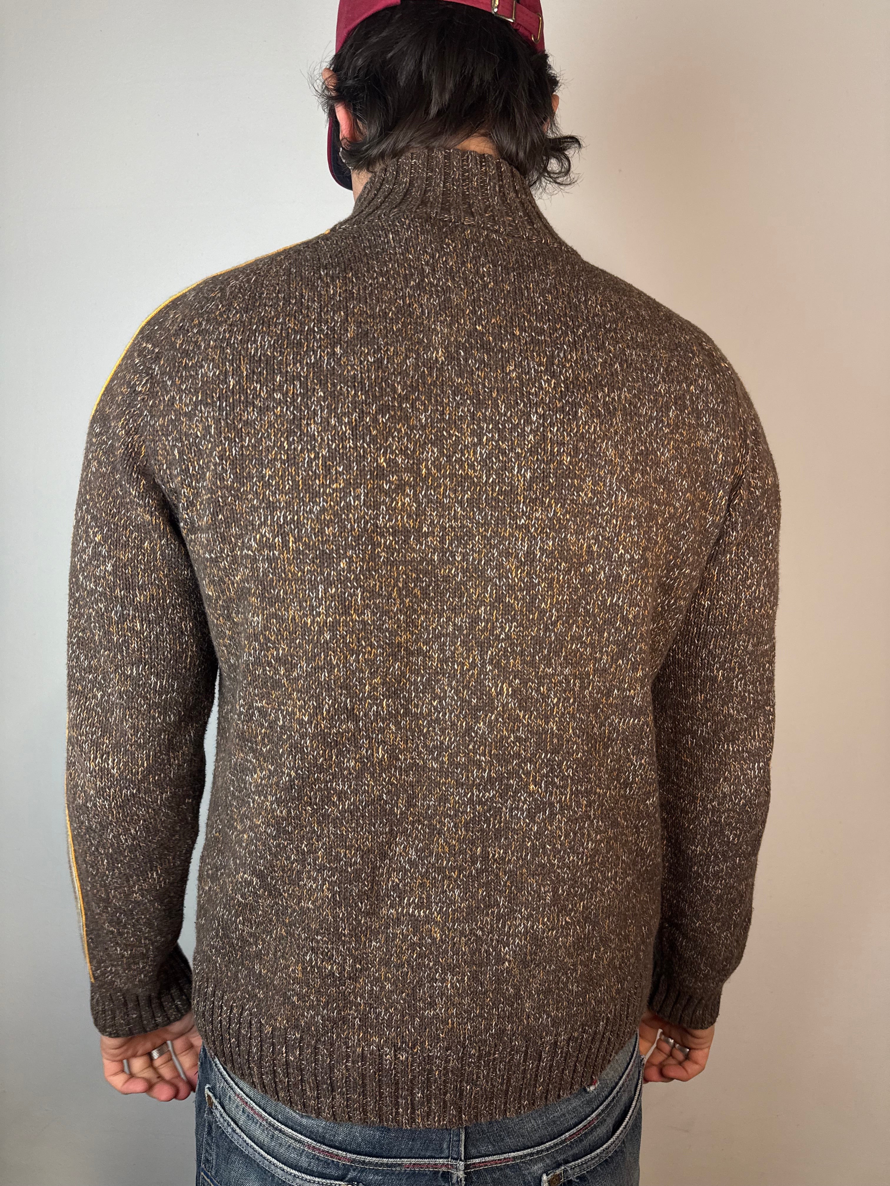 Vintage Tom Tailor Brown Knit Zip Up Sweater L