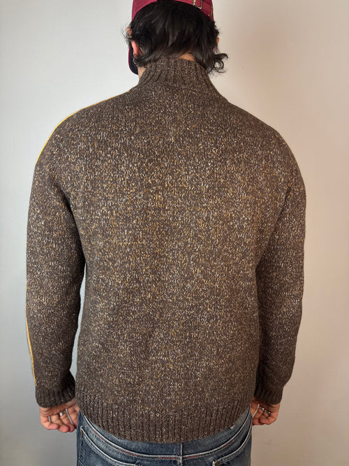 Vintage Tom Tailor Brown Knit Zip Up Sweater L