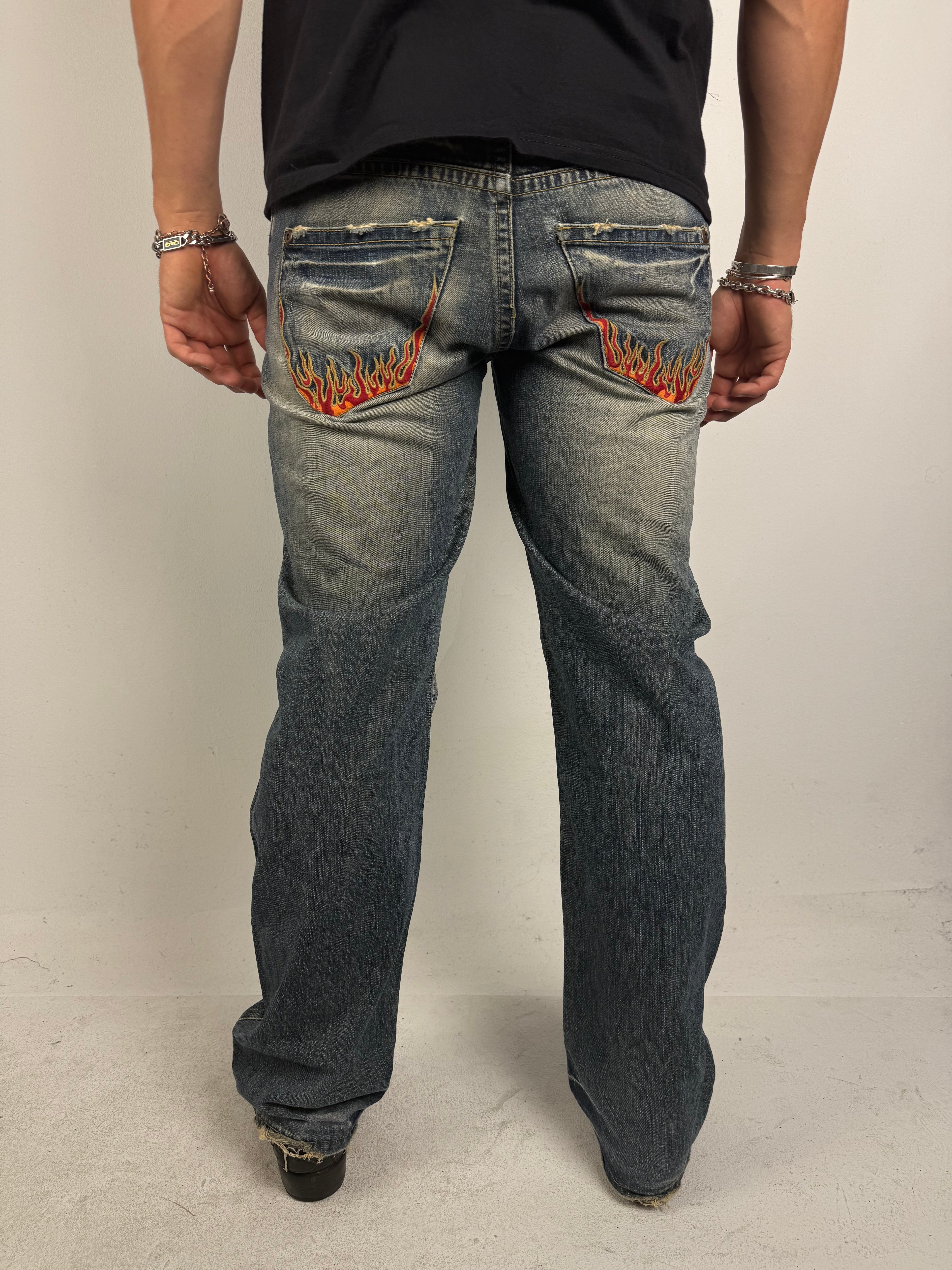 Vintage Nippon Blue Japanese Printed Denim M