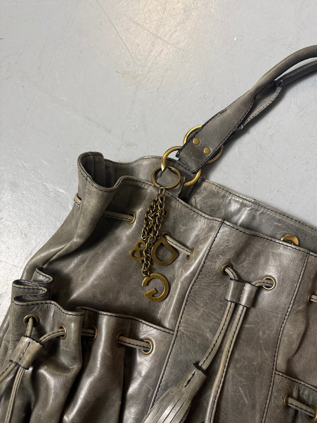 Vintage Dolce&Gabbana Grey Leather Handbag