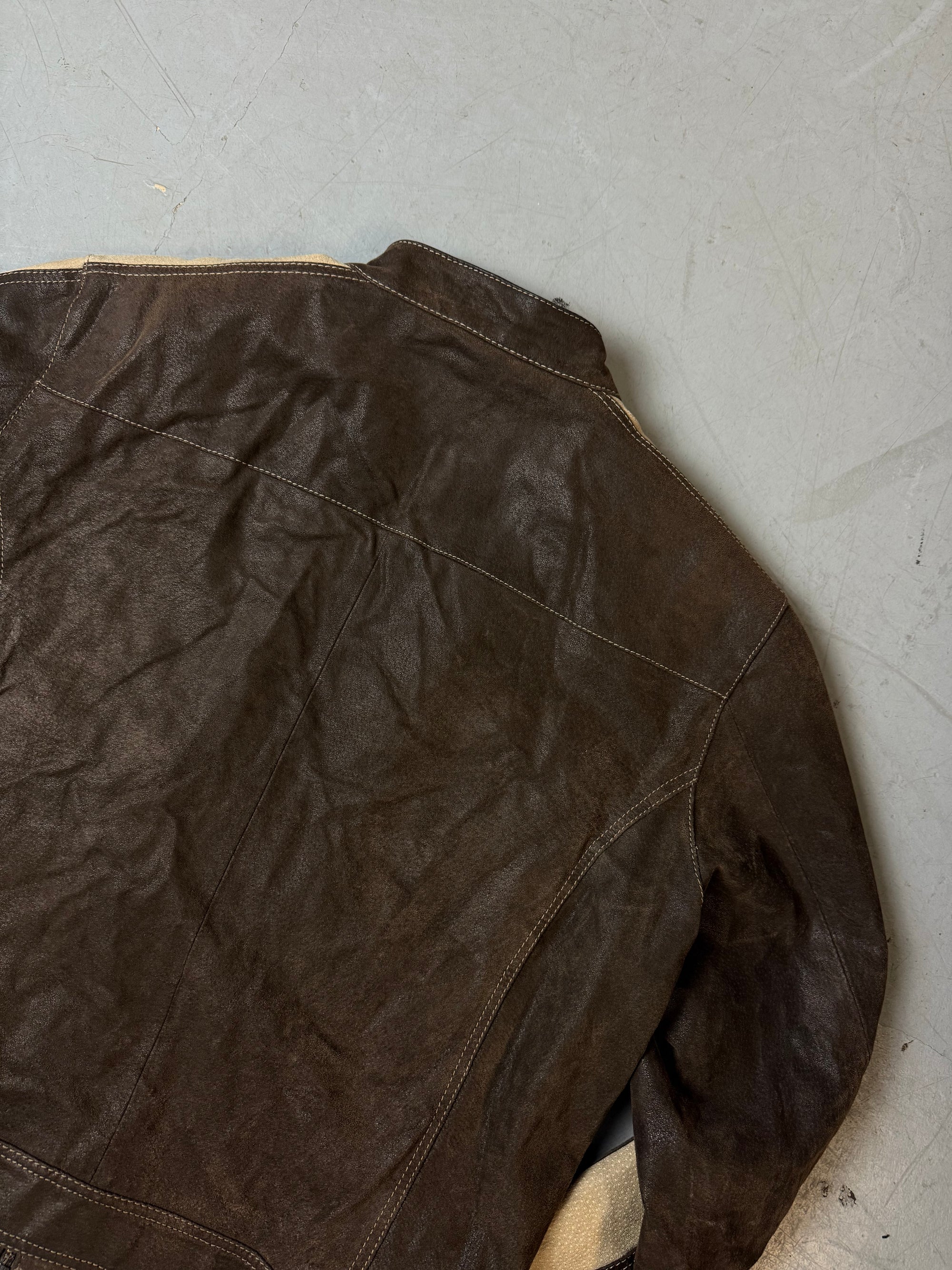 Vintage Brown and Beige Suede Leather Jacket M/L