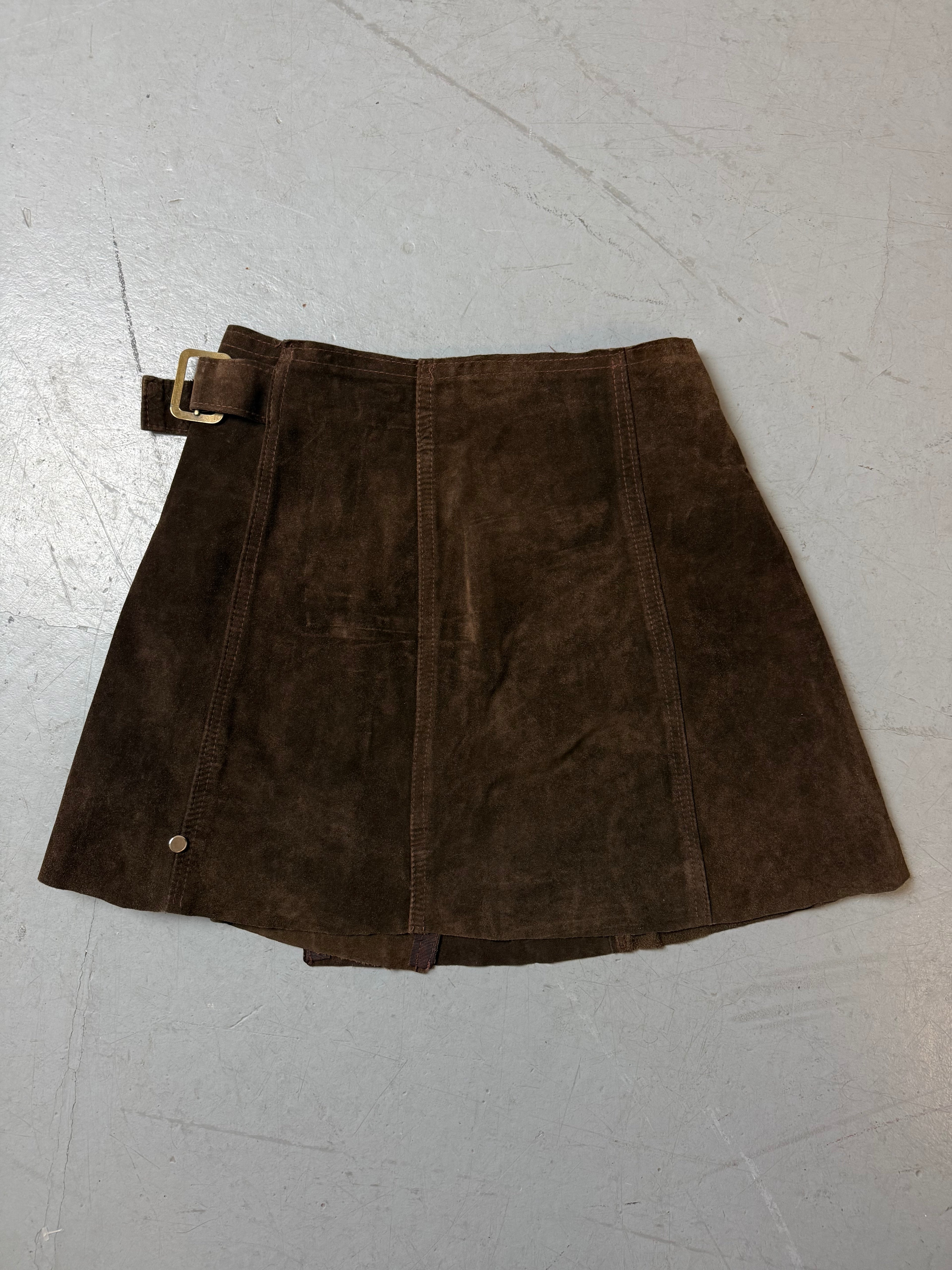 Vintage Brown Suede Mini Skirt XS