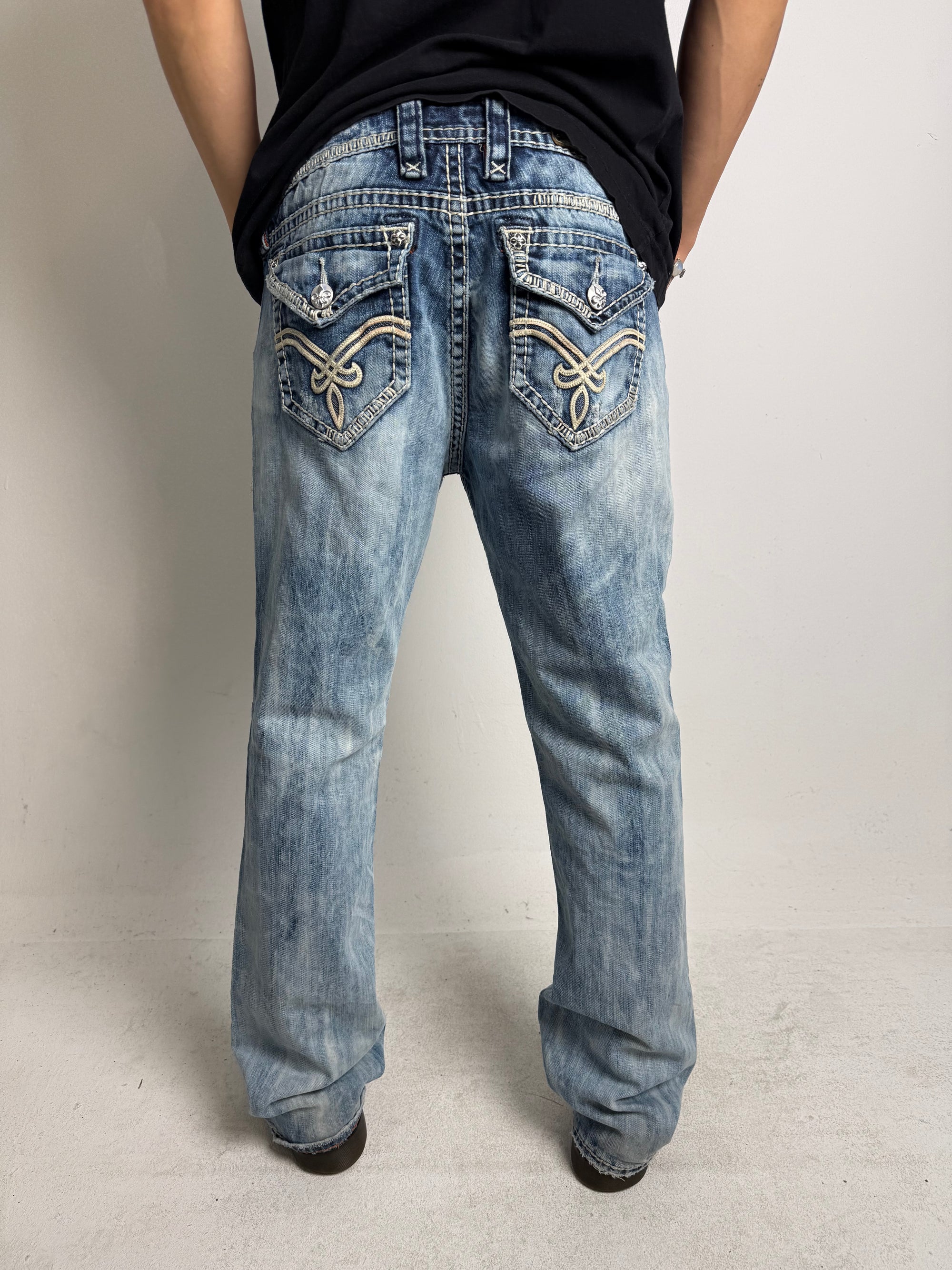 Vintage Rock Revival Blue Washed Bootcut Denim M/L
