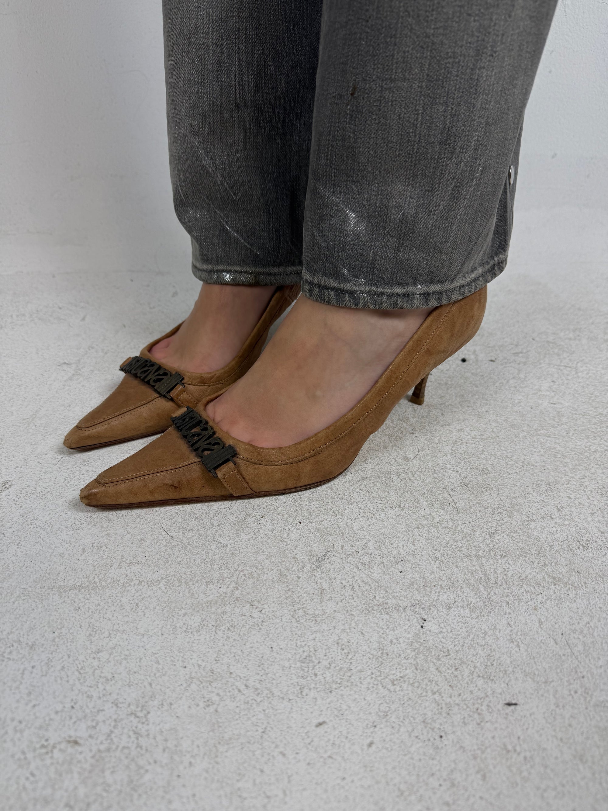 Vintage Cavalli braune heels kitten heels Y2K