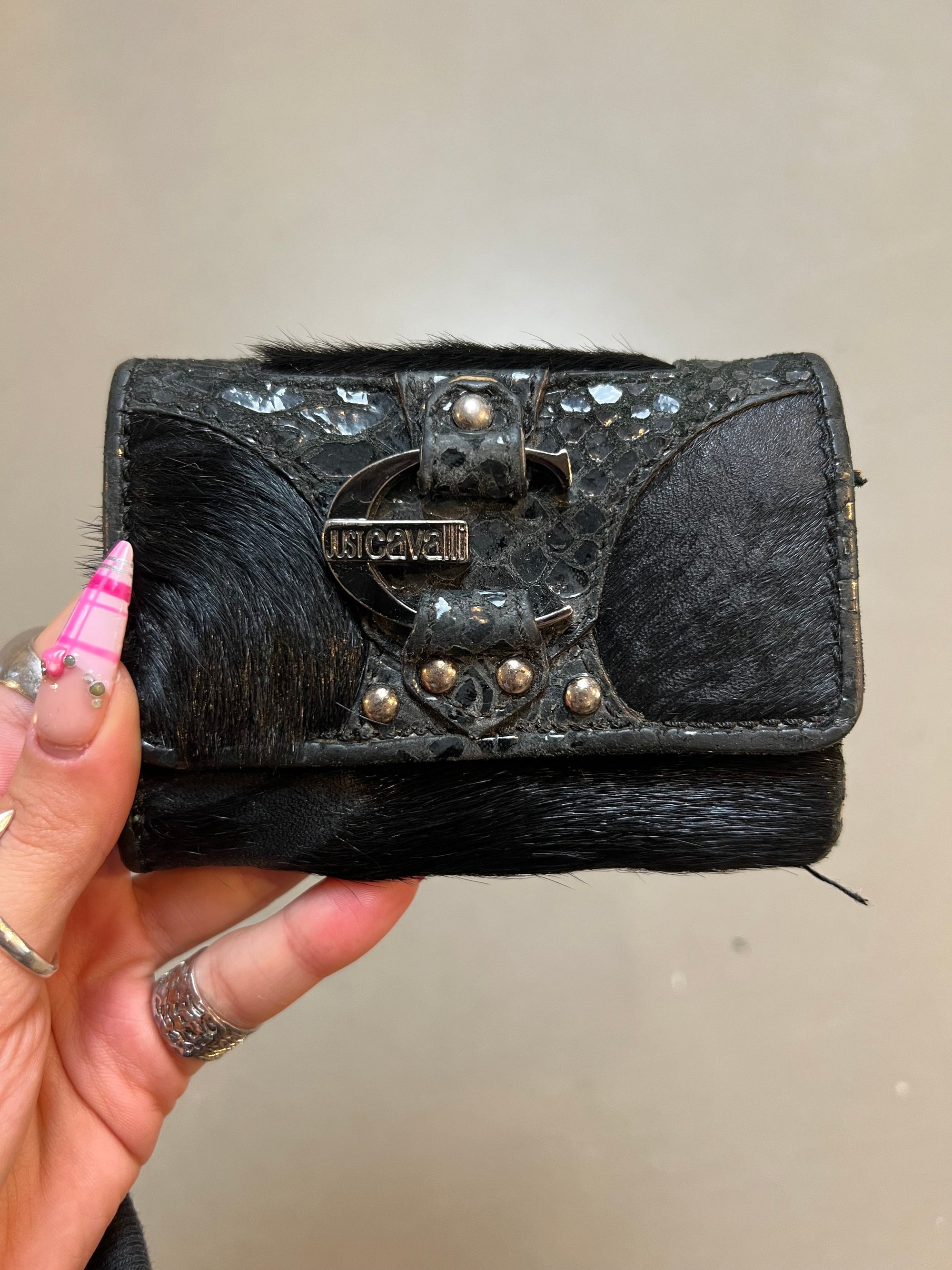 Vintage Black Fur Just Cavalli Wallet