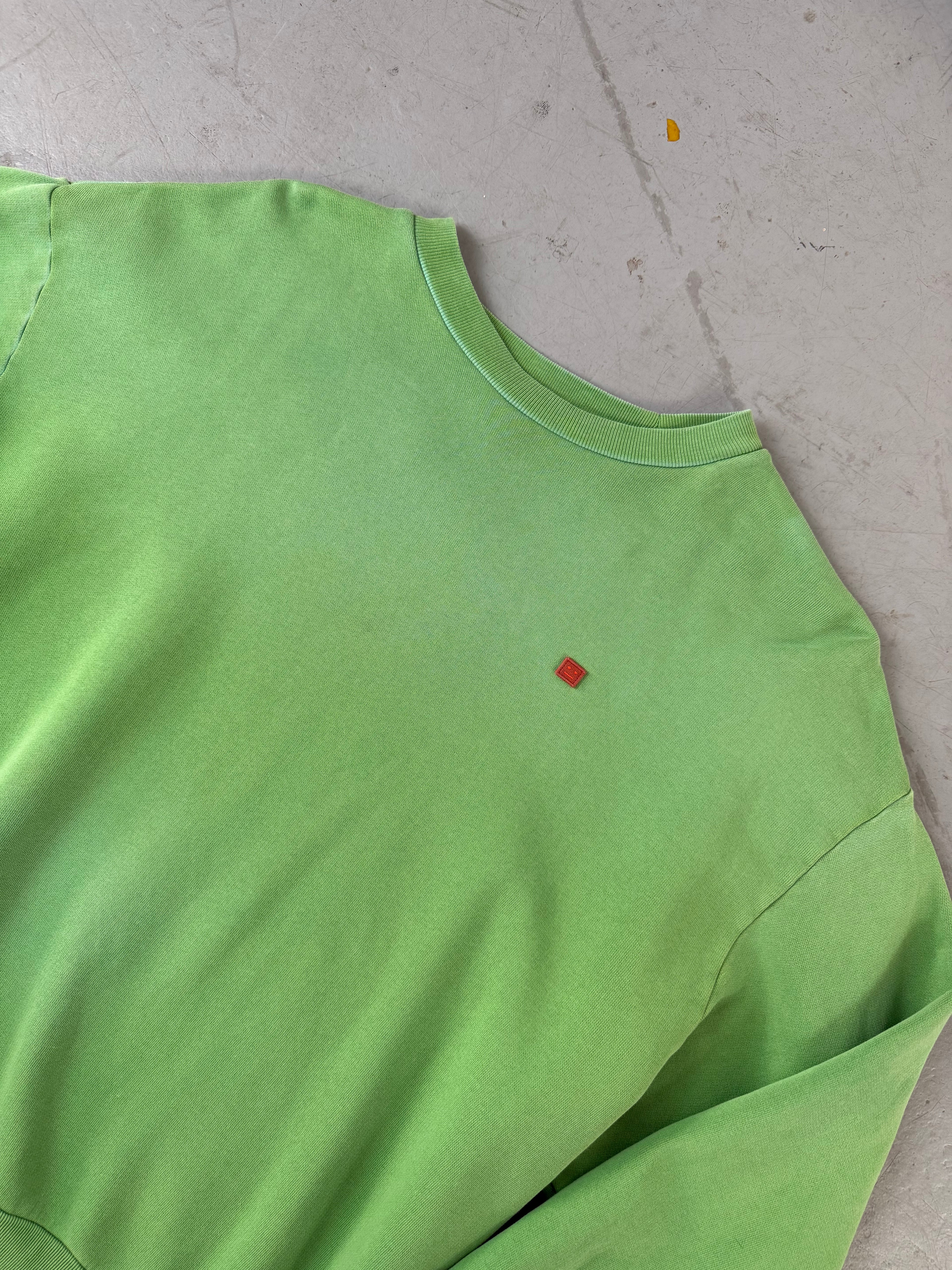 Vintage Acne Studios Green Crewneck Sweater für Herren. Y2K Second Hand 2000s Fashion