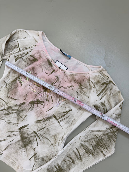 Vintage Le Veline Sexy Printed Longsleeve XS