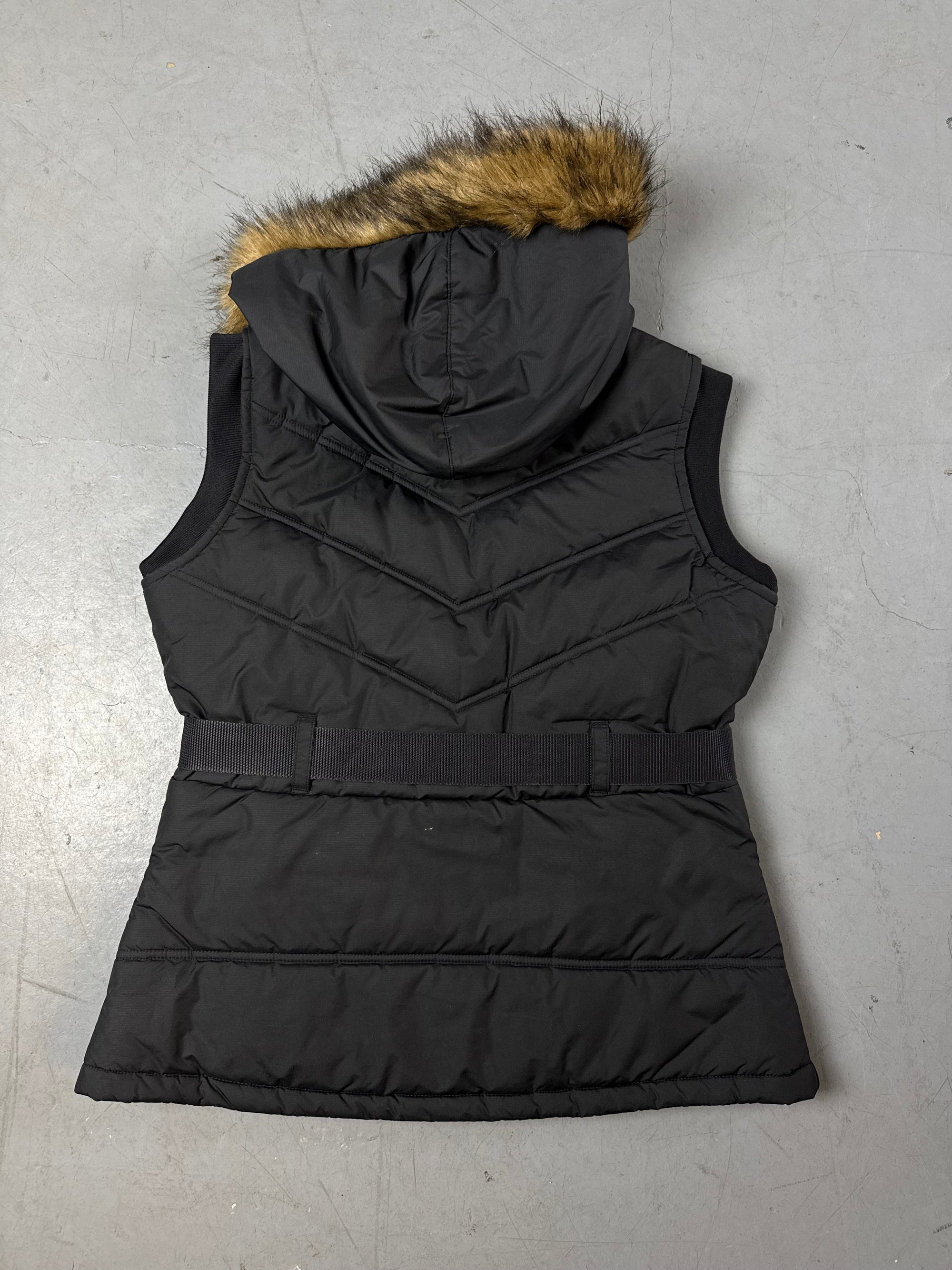 Produktbild von Vintage Black Fur Puffer Vest S/M von hinten