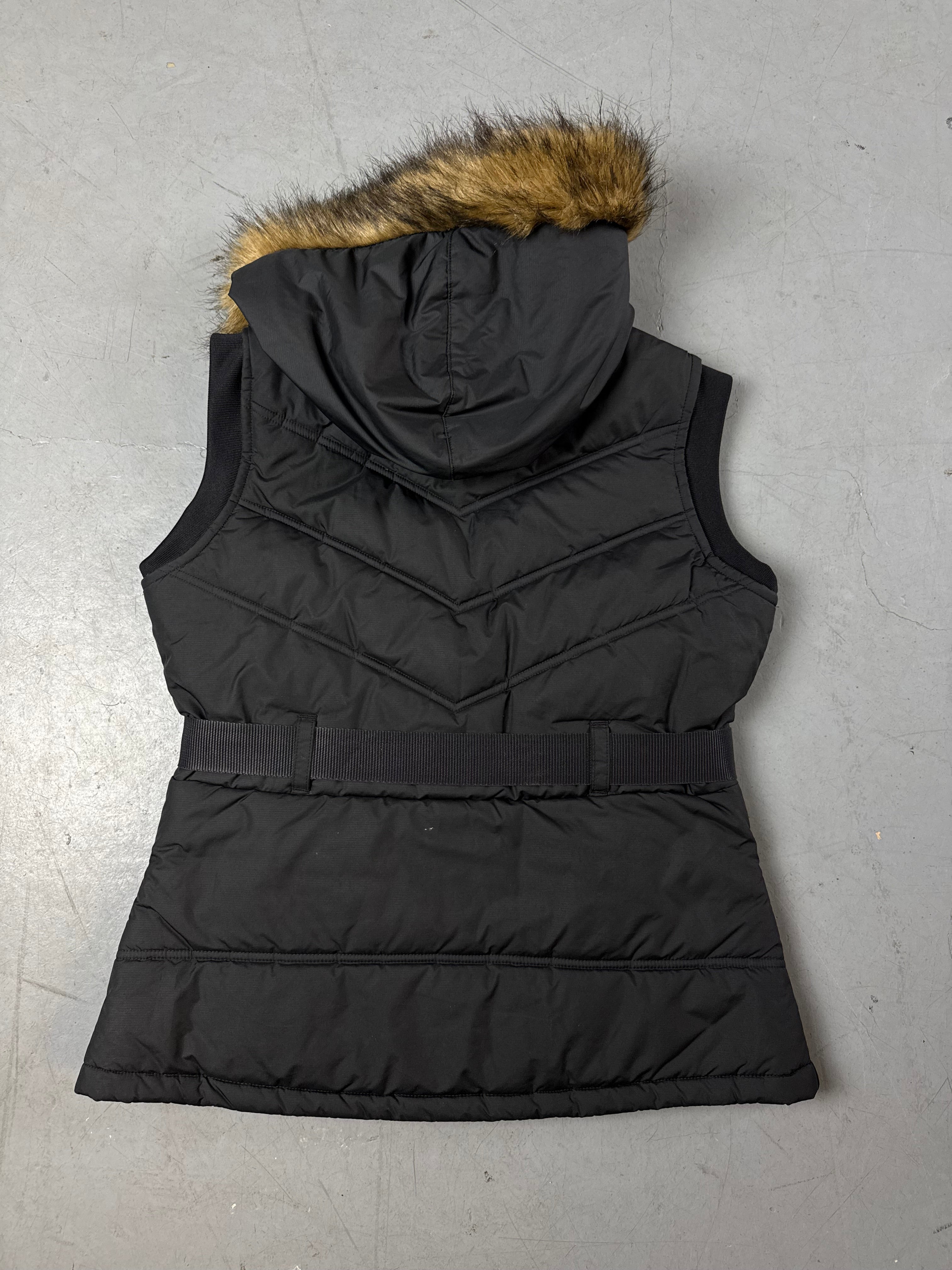 Produktbild von Vintage Black Fur Puffer Vest S/M von hinten