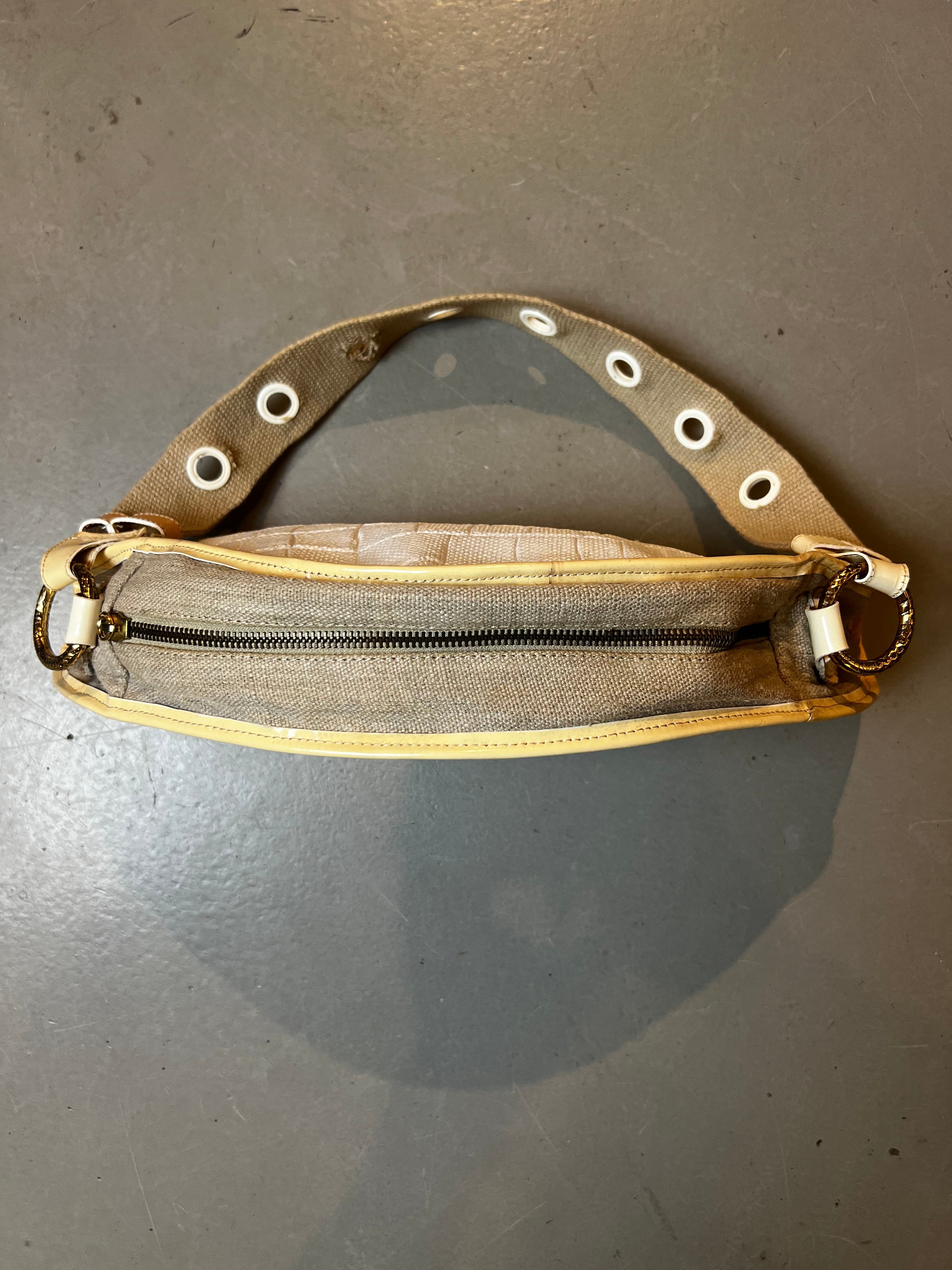 Vintage Just Cavalli Creme Baguette Bag