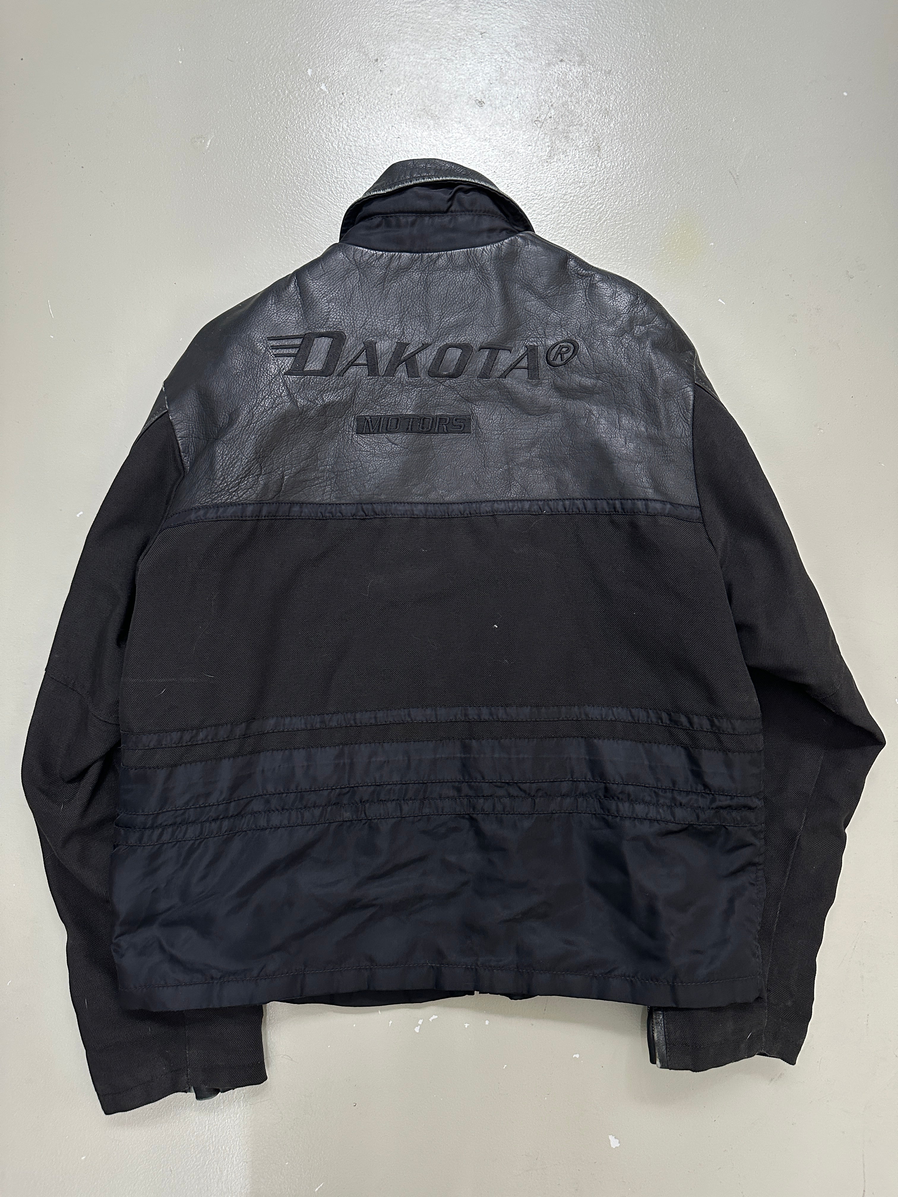 Vintage Dakota Hybrid Leather Jacket für Herren. Y2K Second Hand 2000s Fashion 