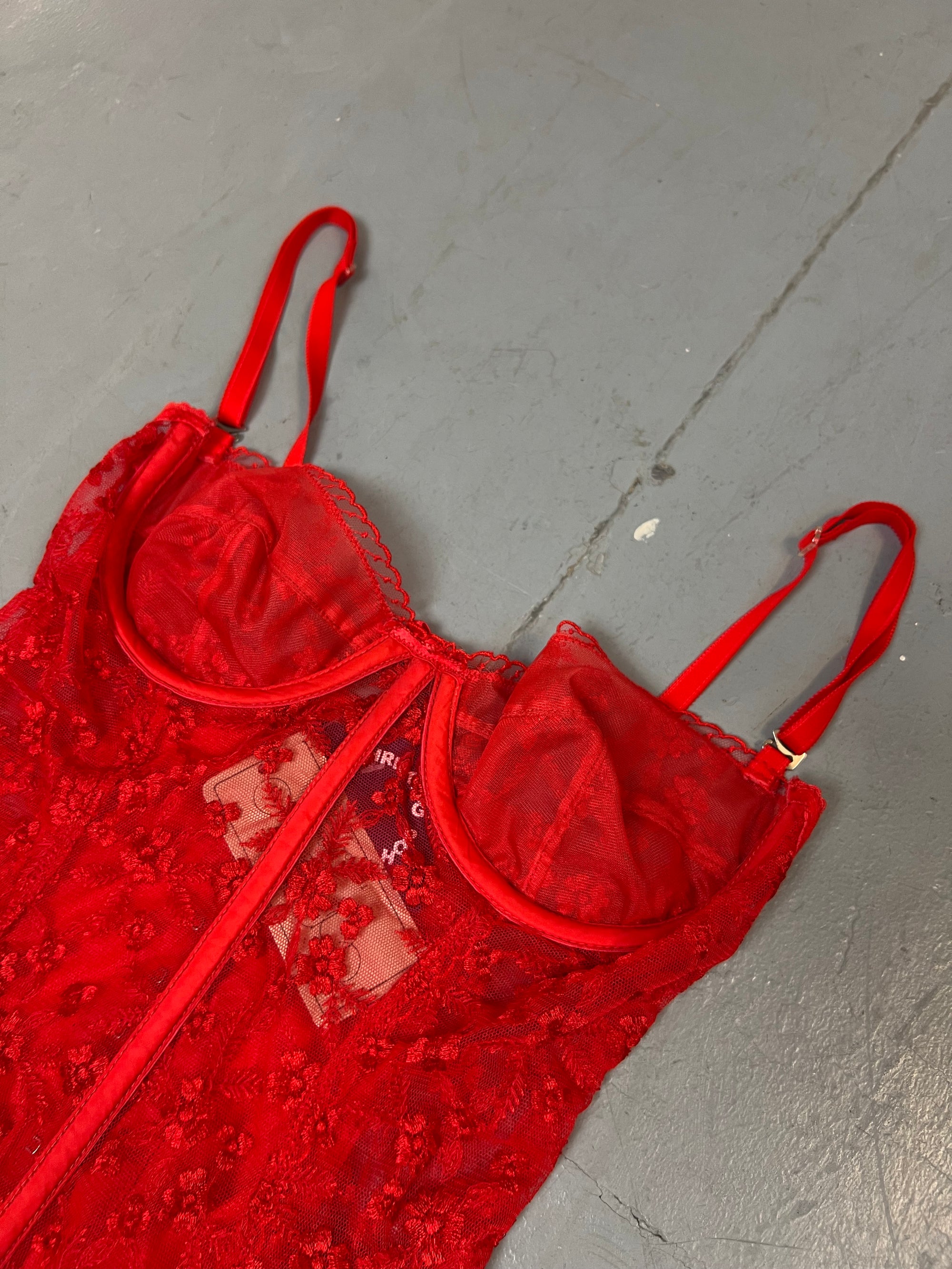 Vintage Red Flower Corsett Top XS/S