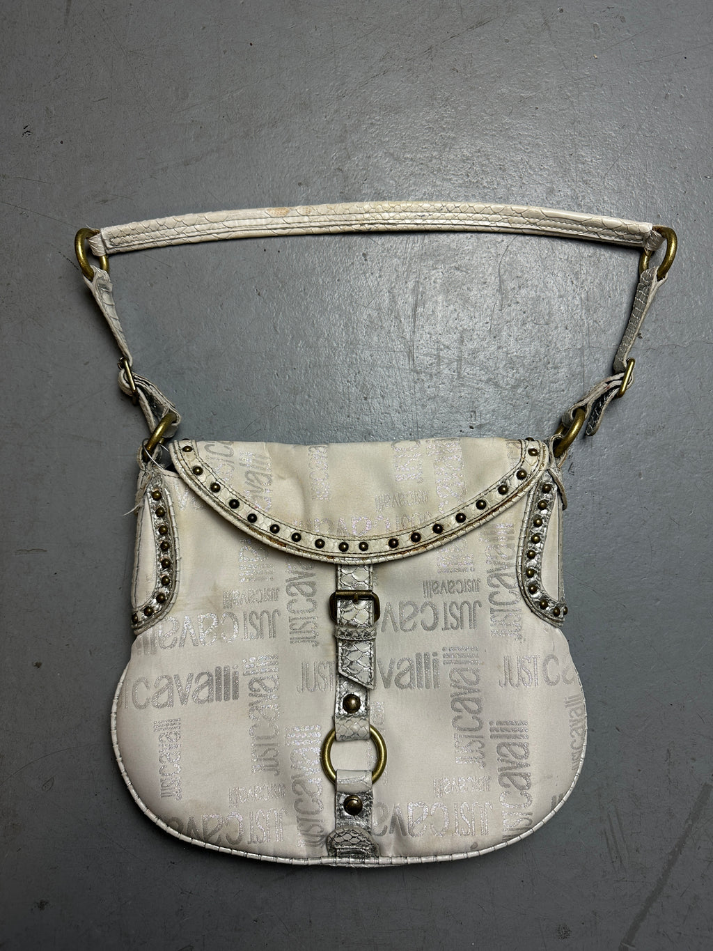 Produktbild Vintage White Just Cavalli Monogram Bag von vorne 