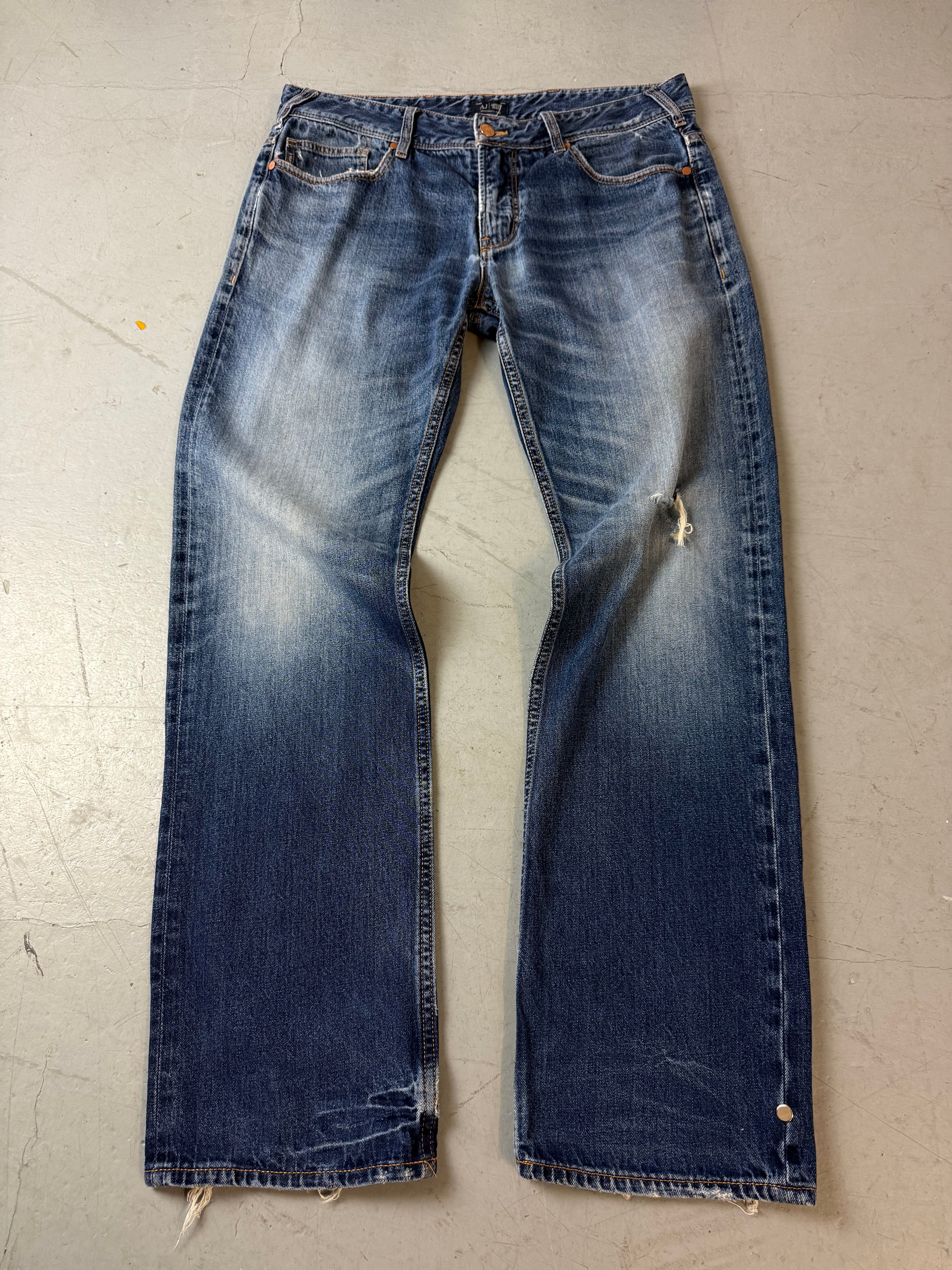 Vintage Armani Jeans Baggy Straight Leg Denim für Herren. Y2K Second Hand 2000s Fashion