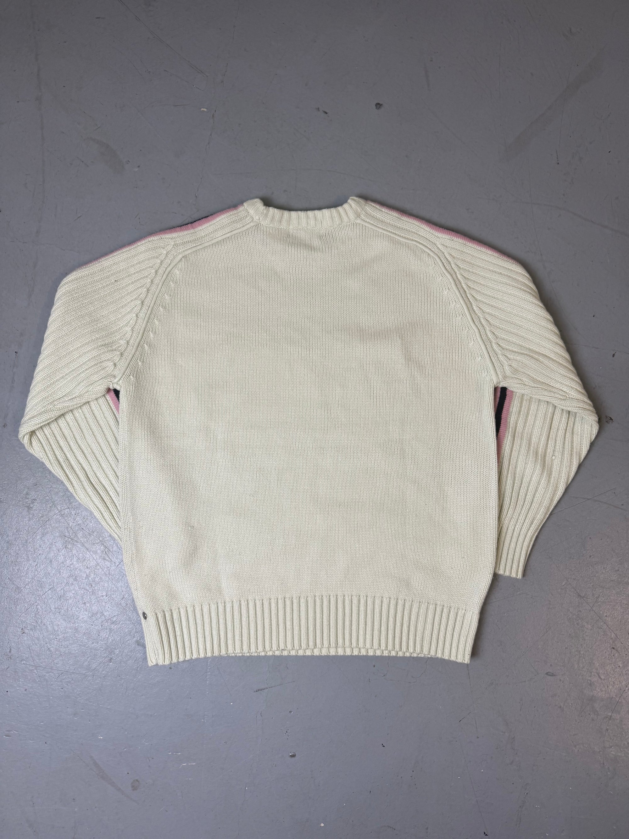 Vintage NYC Cream and Pink Knit Sweater XL