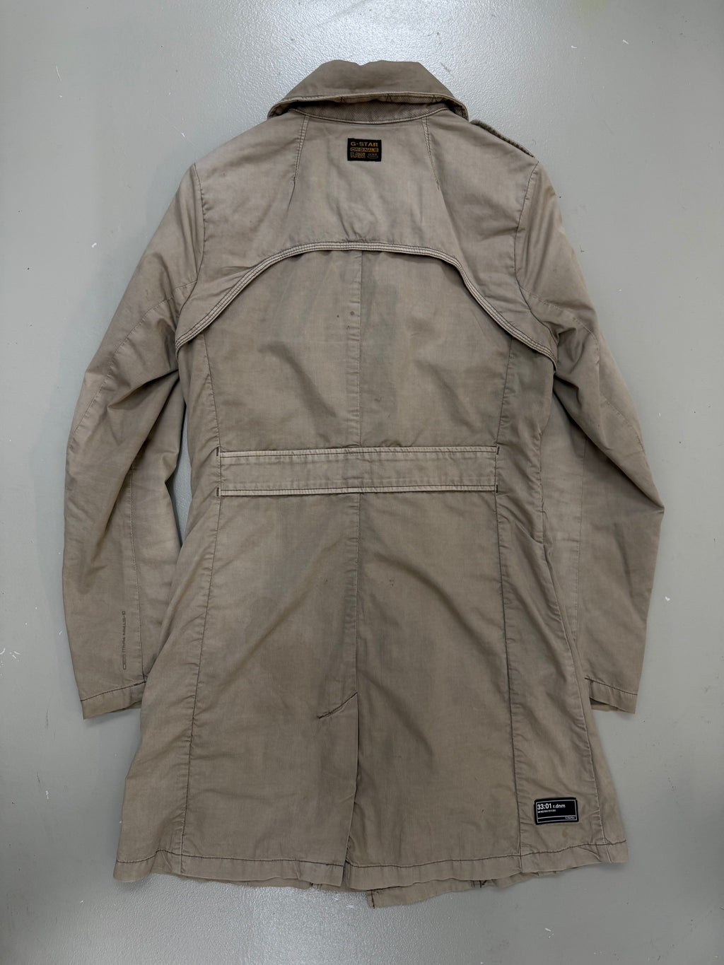 Vintage Beige G-Star Utility Coat für Damen. Y2K Second Hand 2000s Fashion