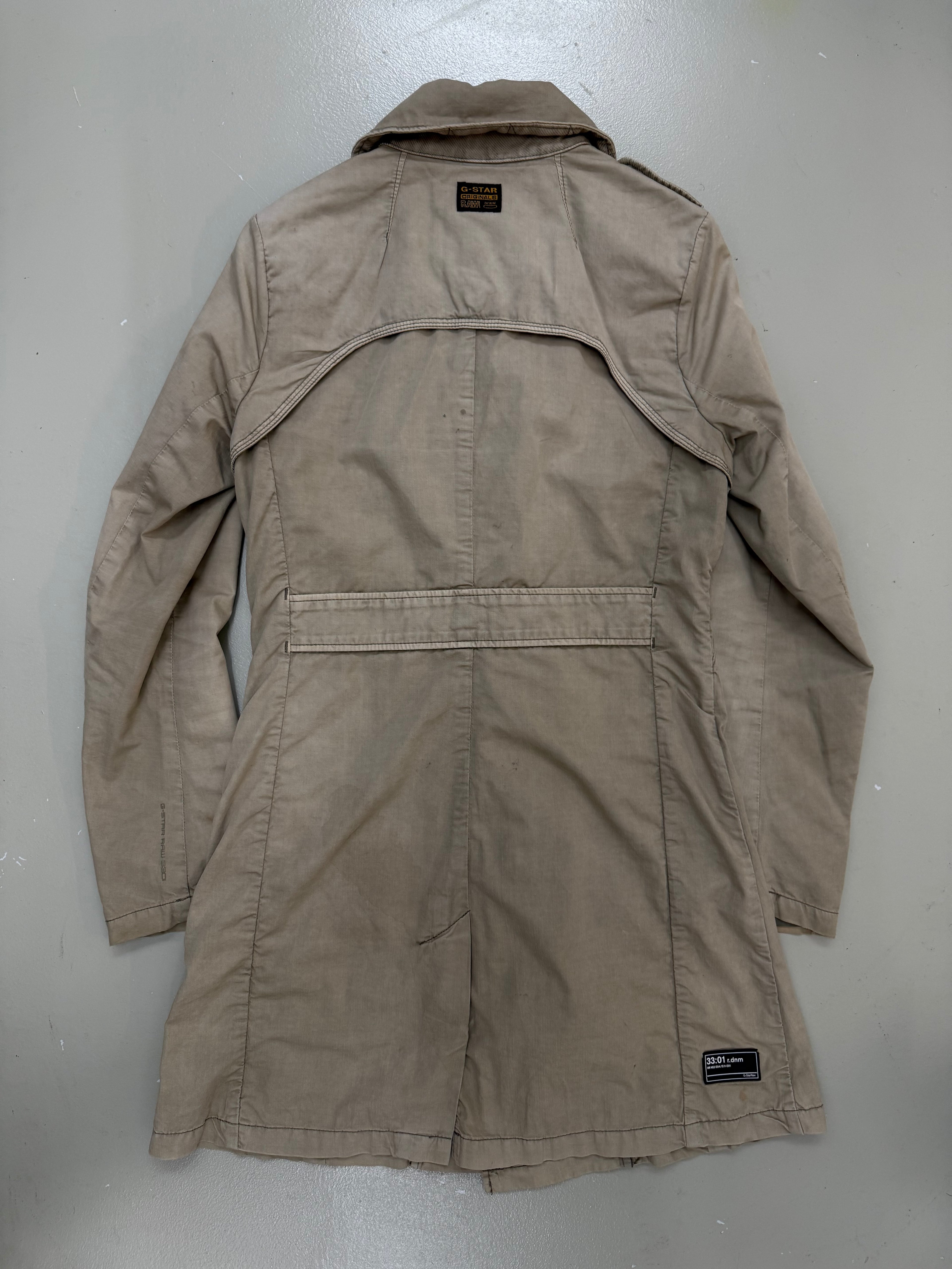 Vintage Beige G-Star Utility Coat für Damen. Y2K Second Hand 2000s Fashion