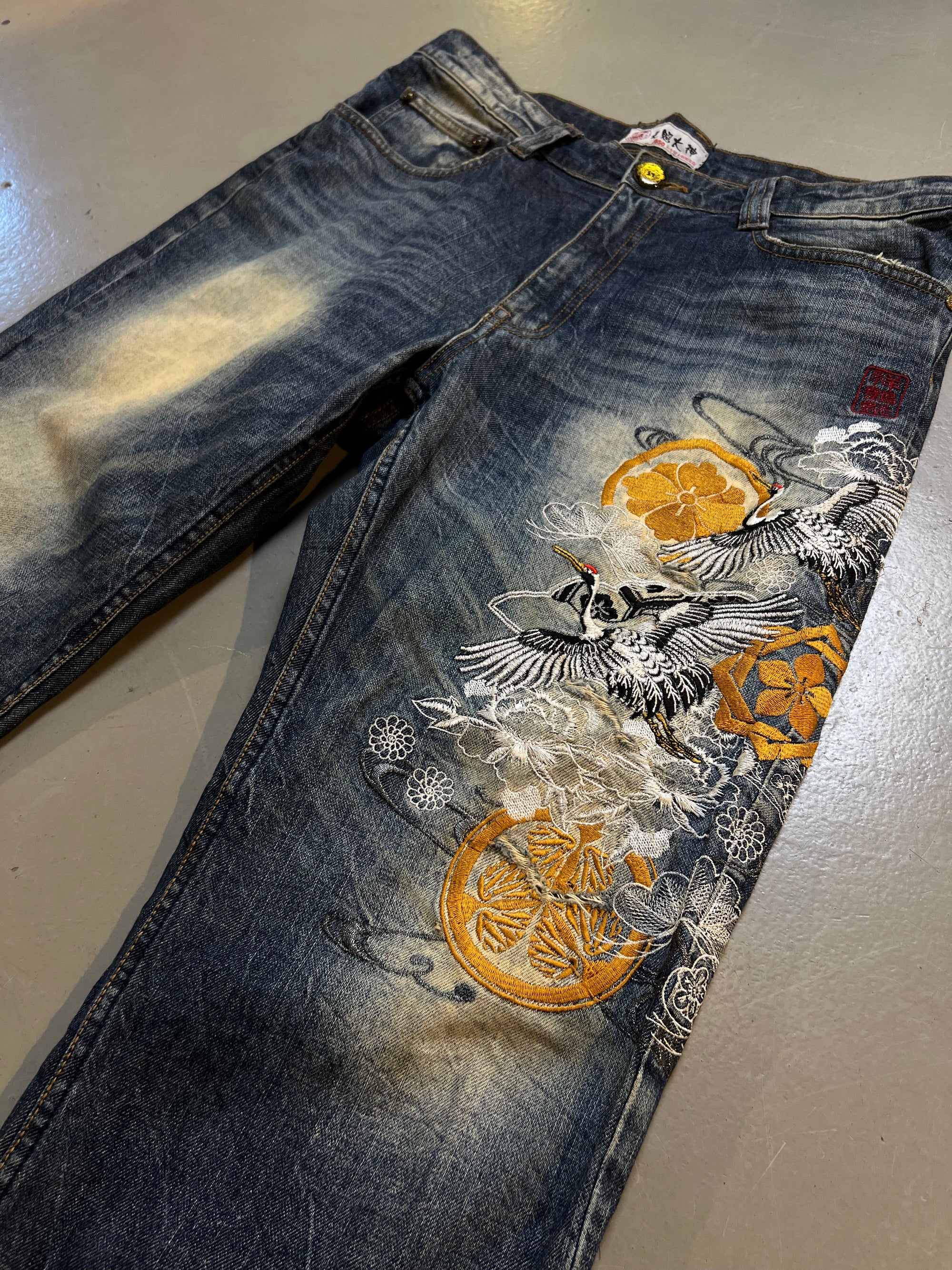 Vintage Japanese Crazy Printed Denim L/XL