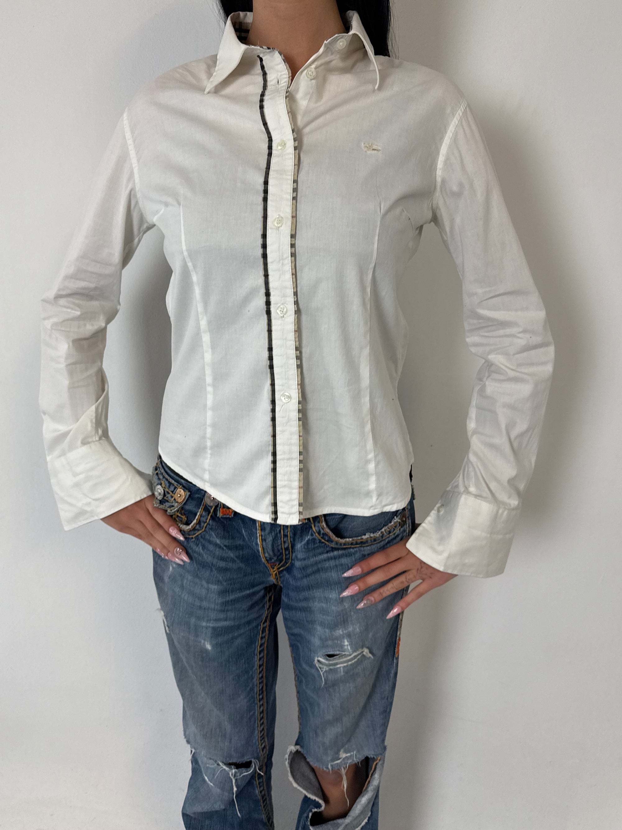 Vintage Burberry White Button Up Shirt M/L