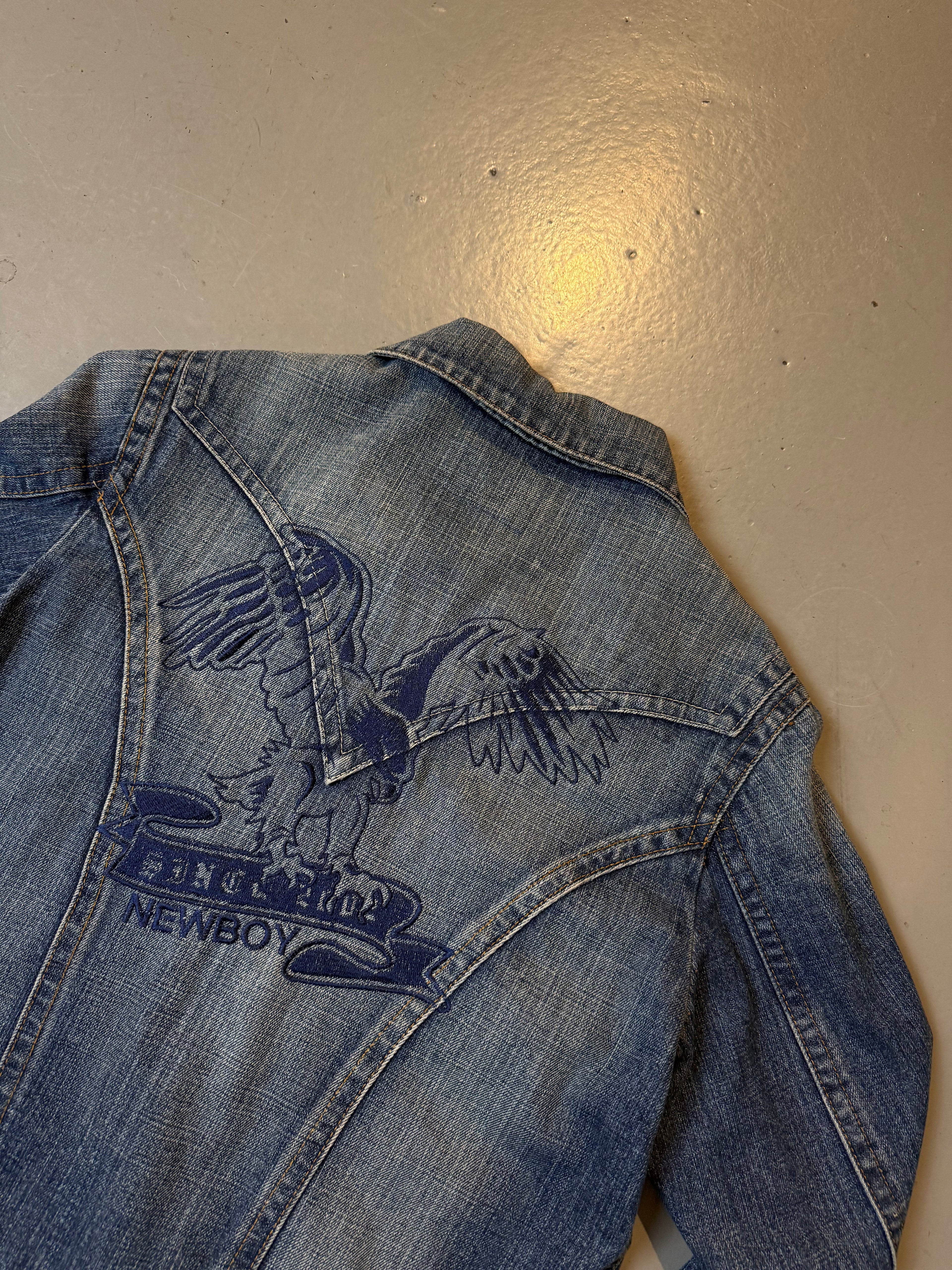 Vintage New Boy Denim Jacket with Back Print M