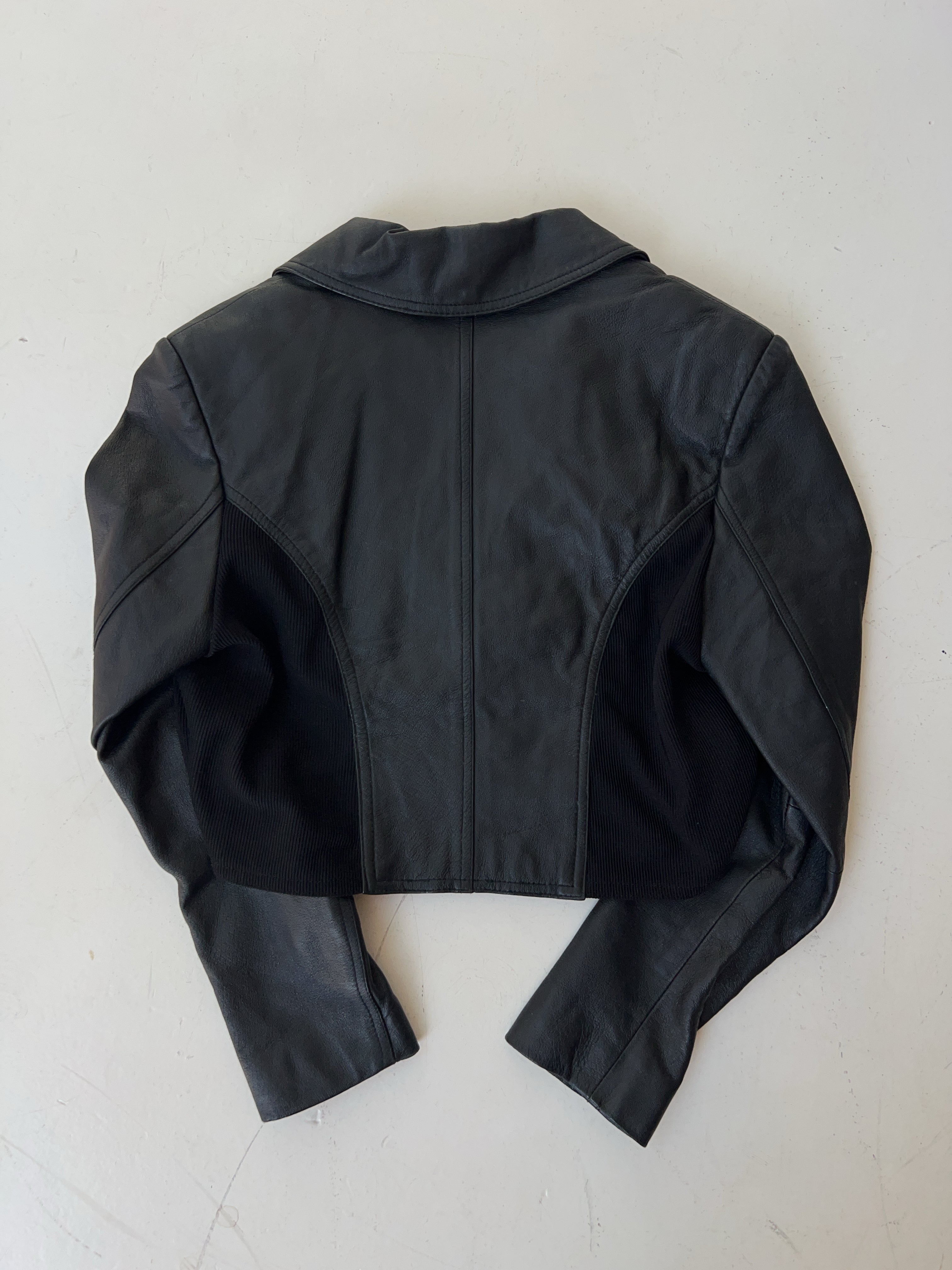 Vintage Cropped Faux Leder Jacke (M)