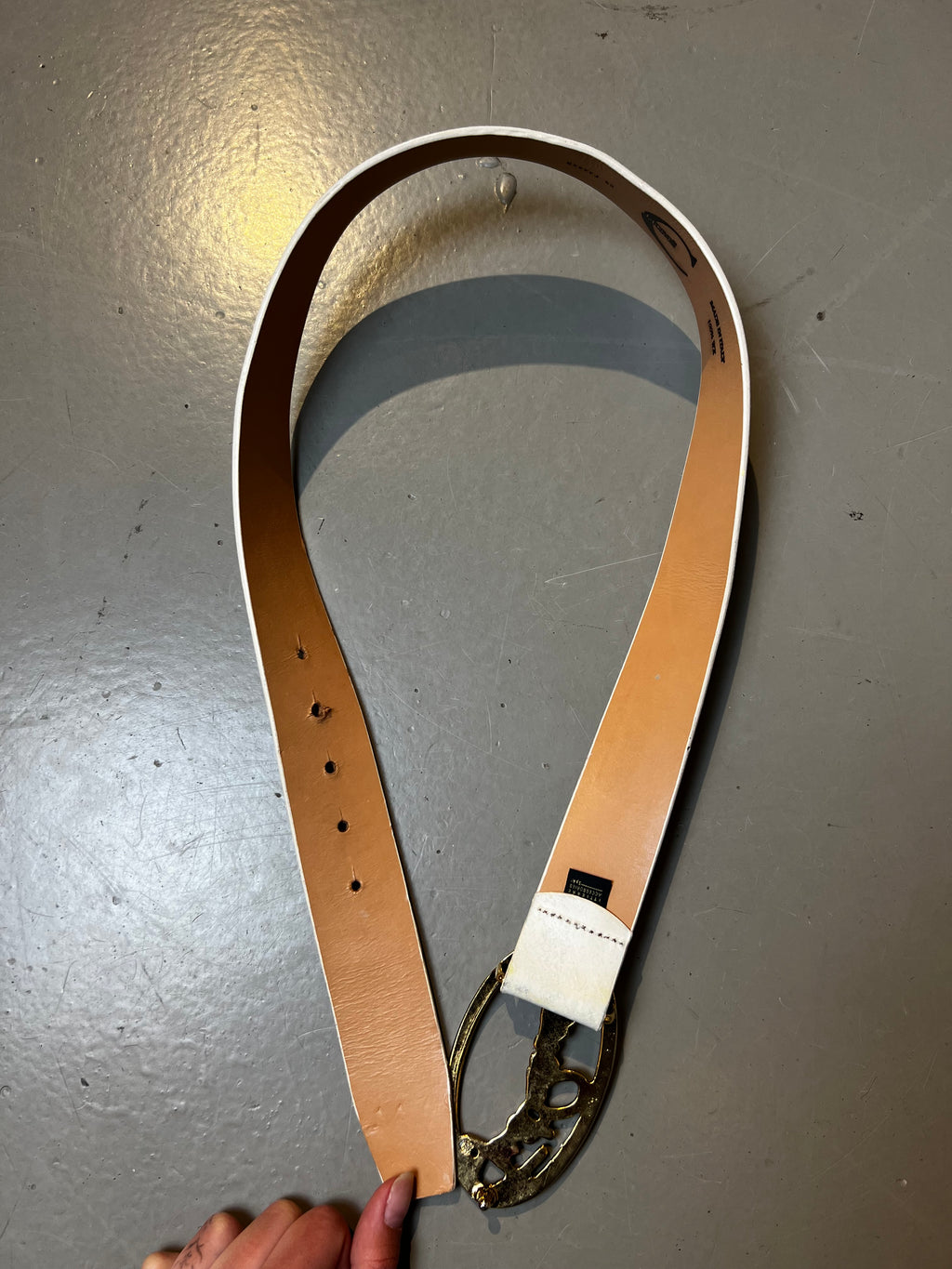 Vintage JustCavalli White Belt with Gold Buckle