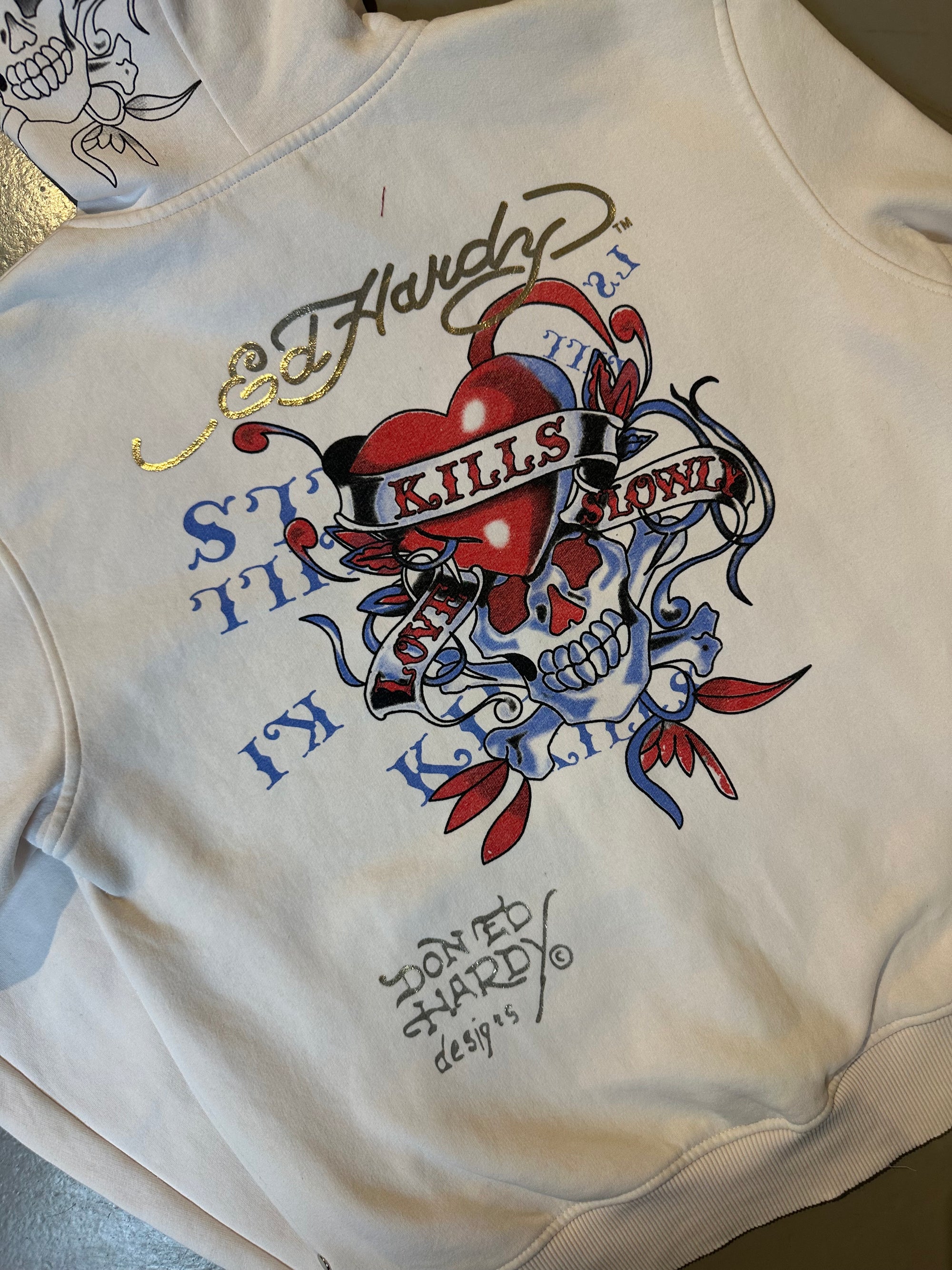 Vintage White Ed Hardy Zipper XL