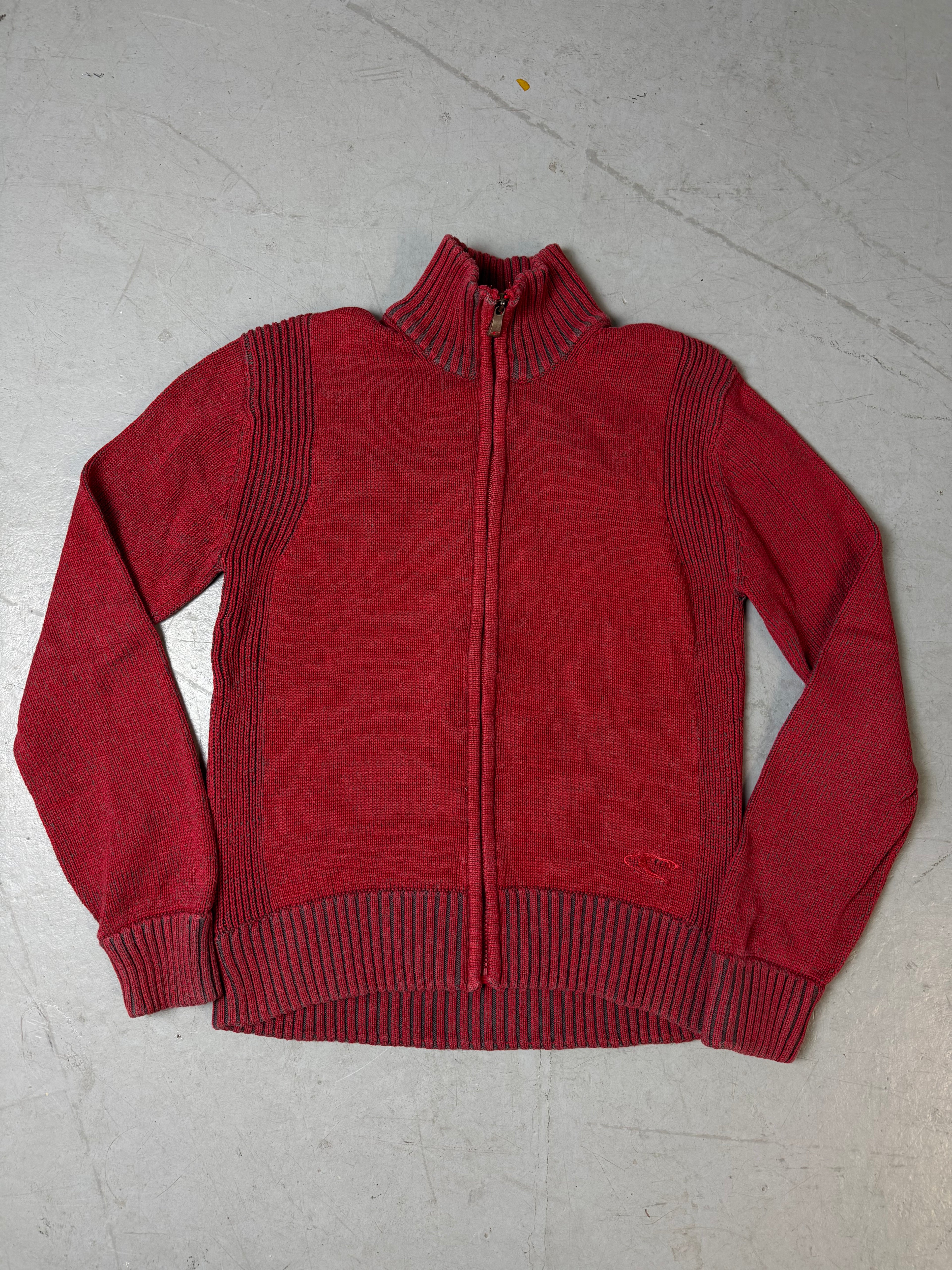 Vintage O Neill Red Knit Zip Up M