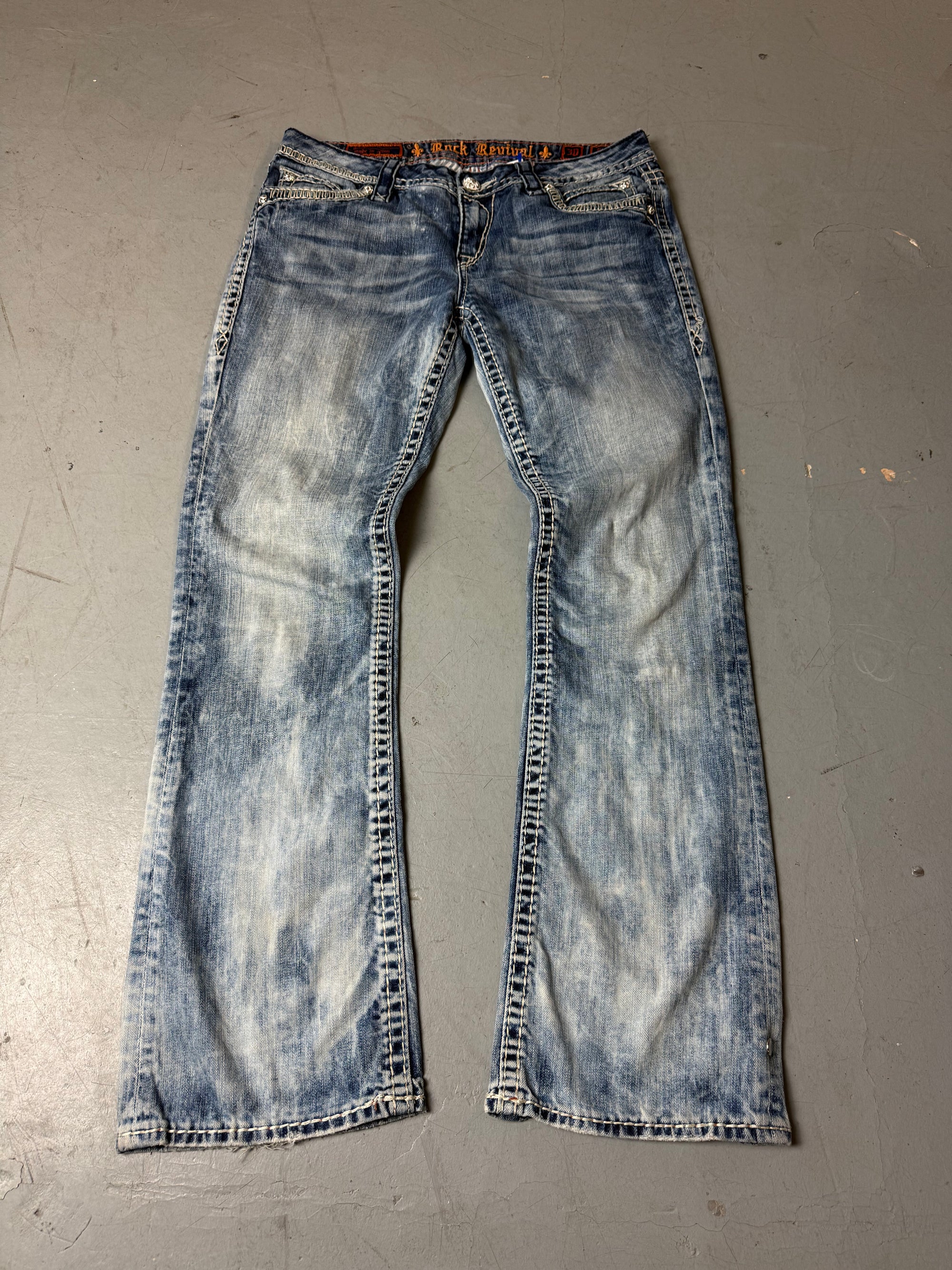 Vintage Rock Revival Blue Washed Bootcut Denim M/L