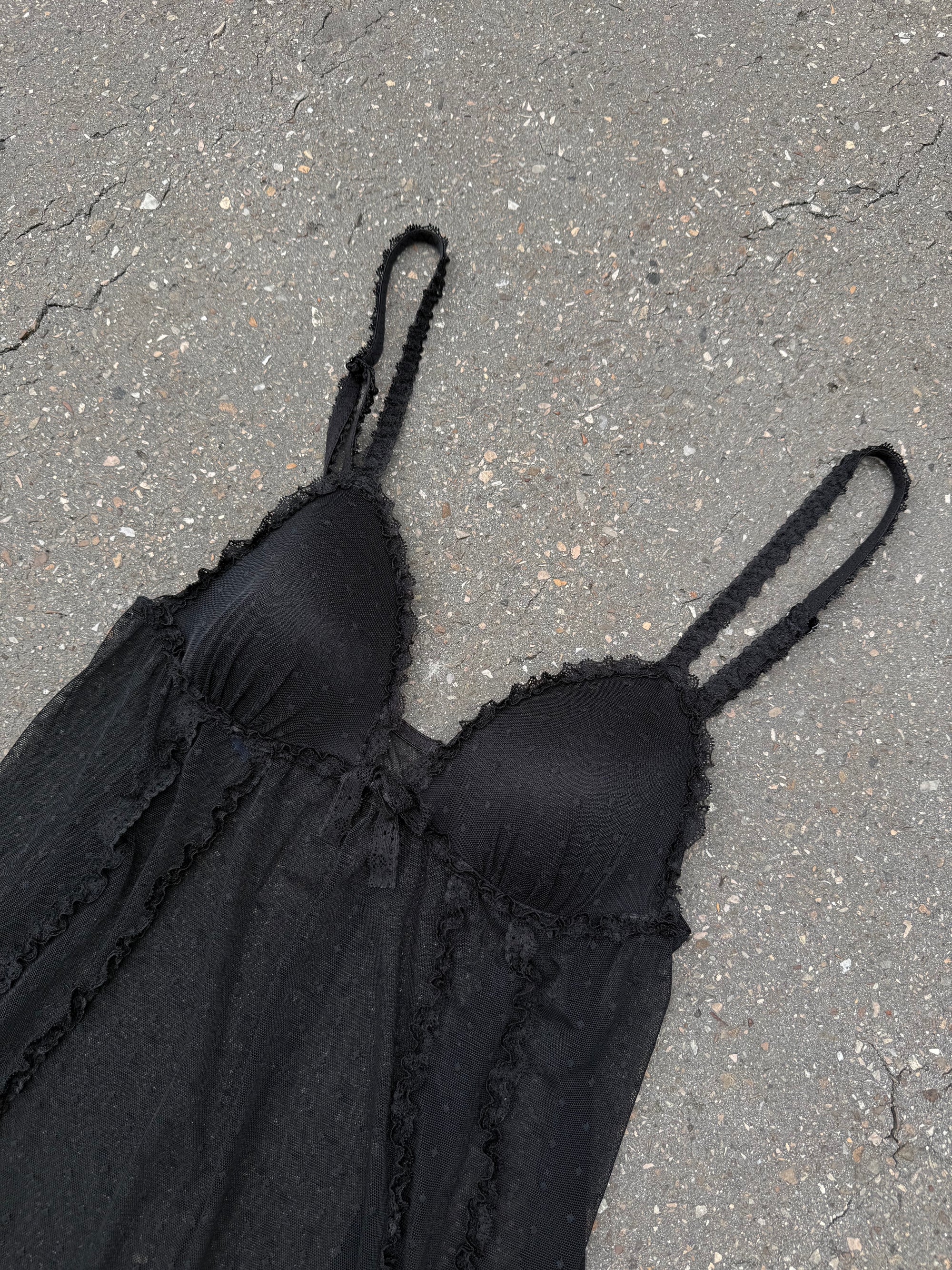 Vintage Black Mesh Mini Dress M