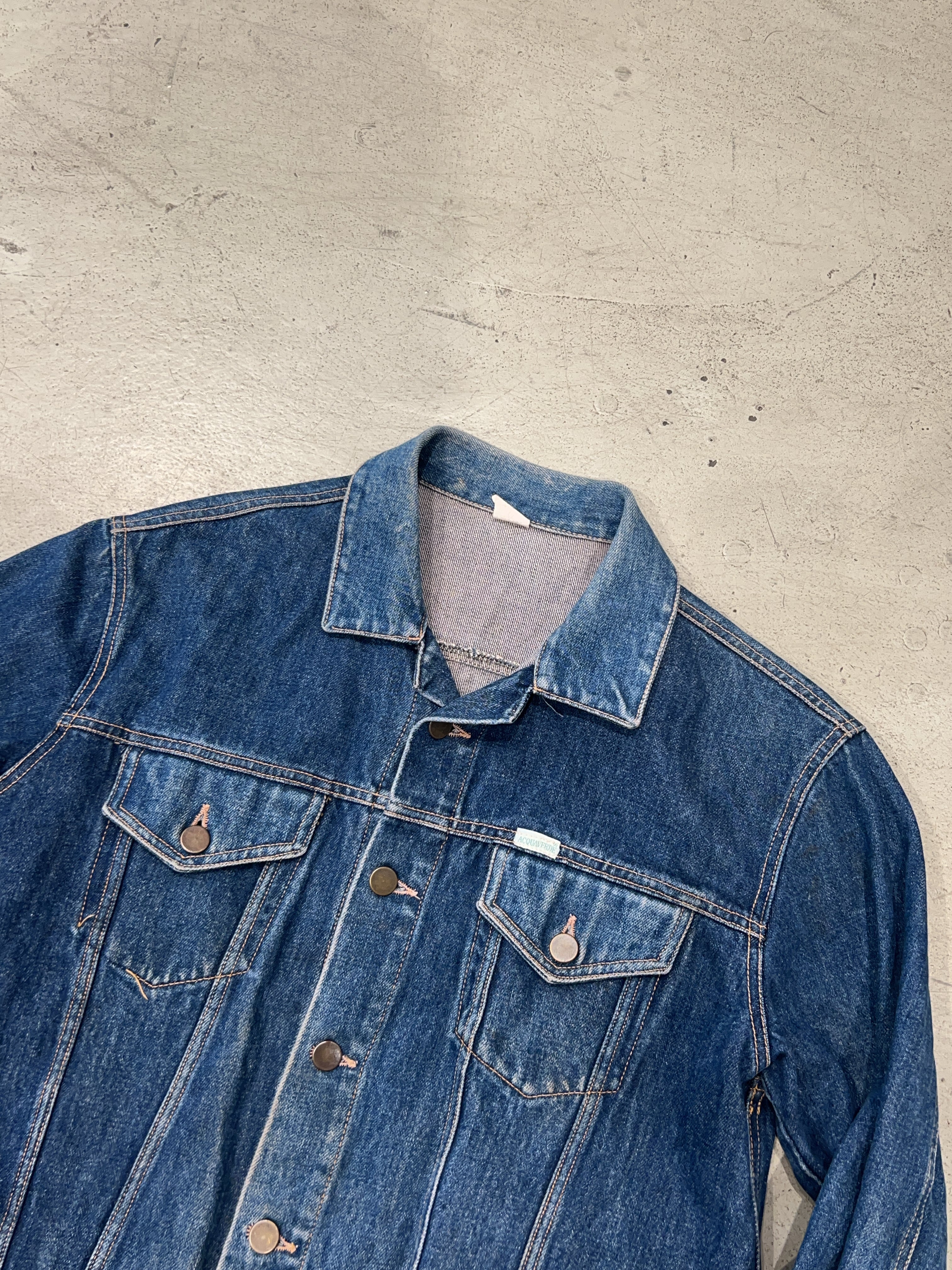 Vintage Acquavero Jeansjacke für Herren. Y2K Second Hand 2000s Fashion.