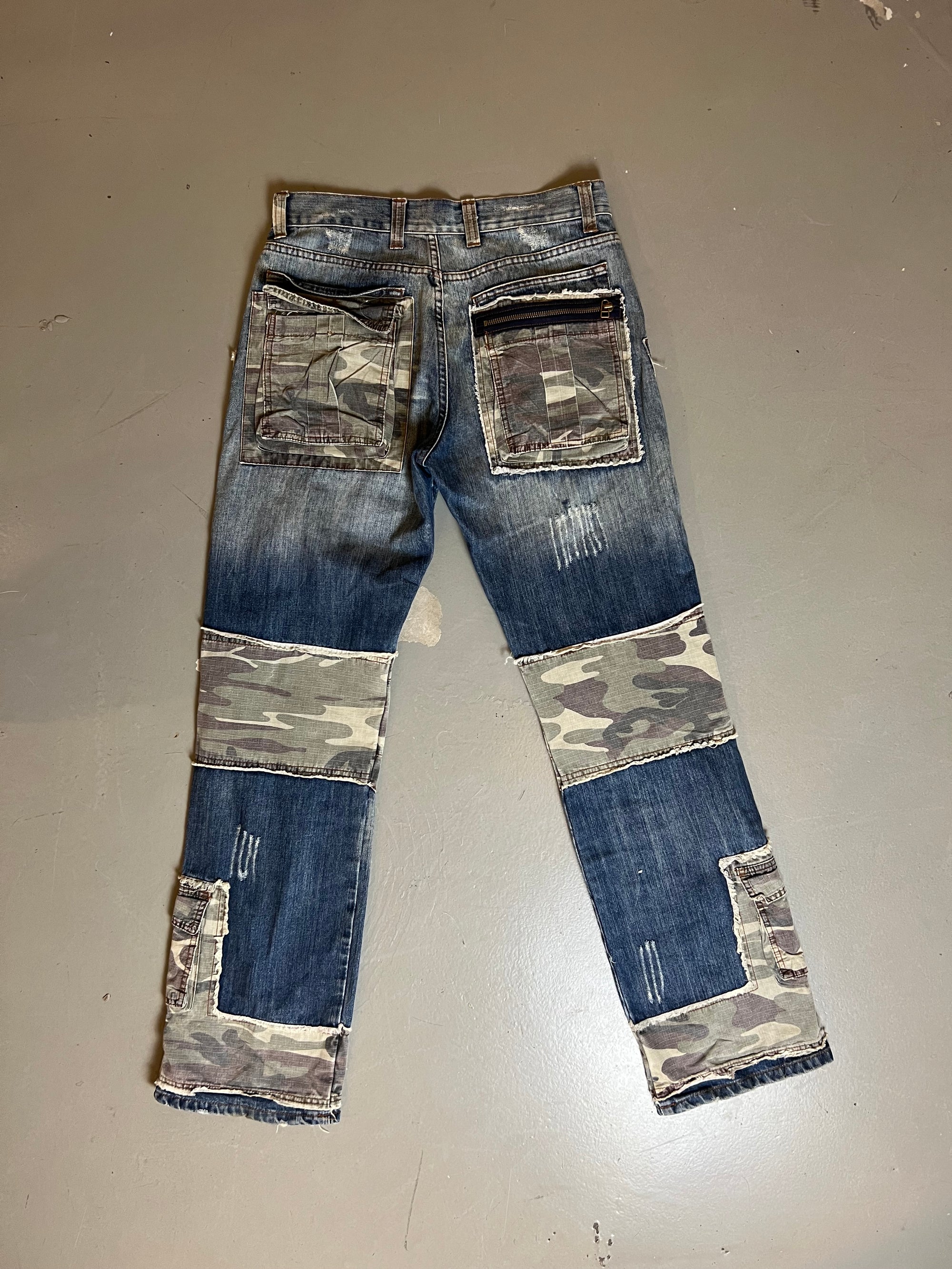 Vintage Camo Cargo Denim Pants L