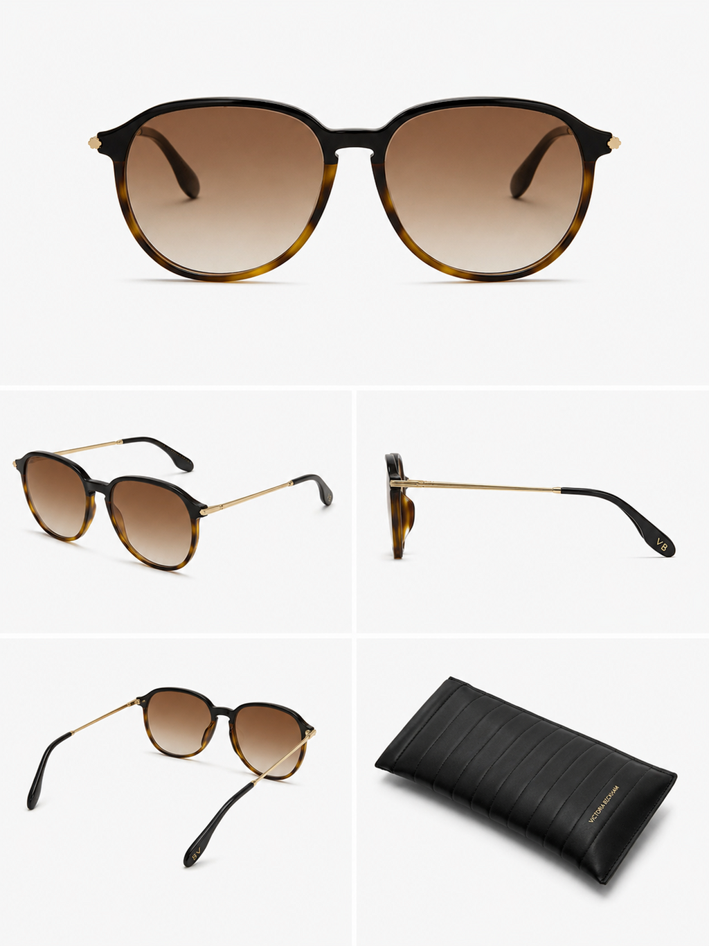 Victoria Beckham Gold and Brown Sunglasses