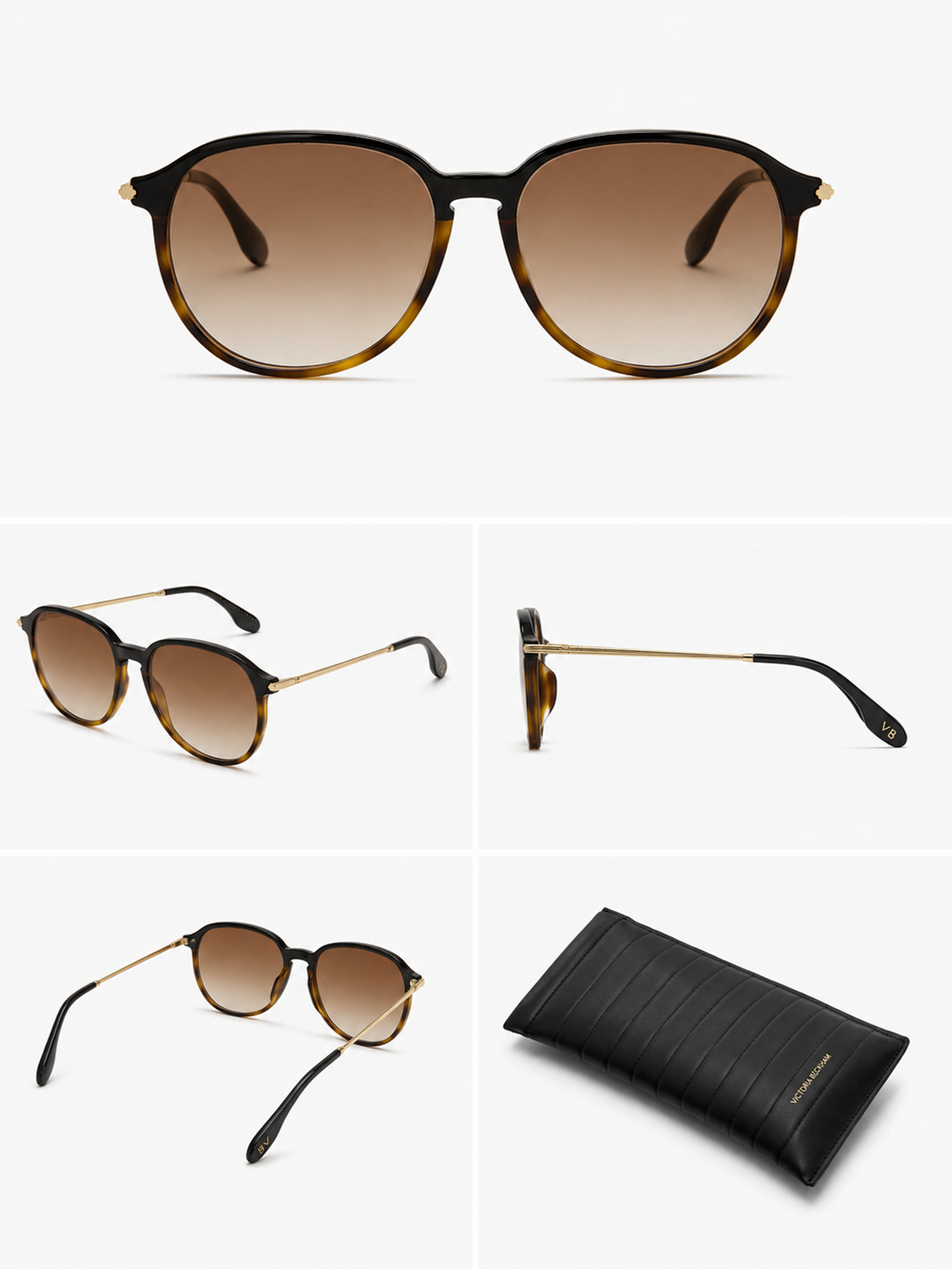 Victoria Beckham Gold and Brown Sunglasses