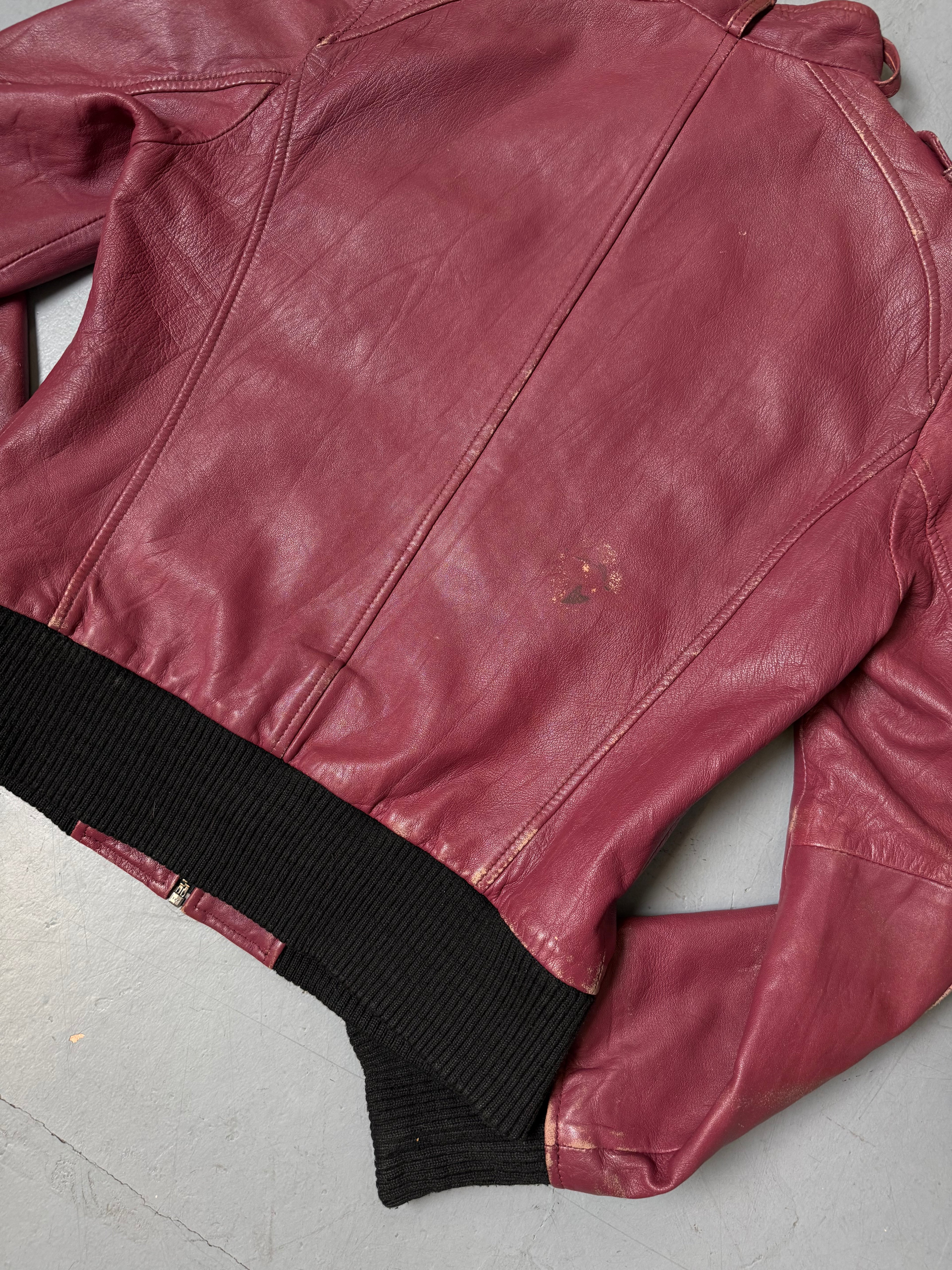 Vintage Redoute Bordeaux Lambskin Leather Jacket S