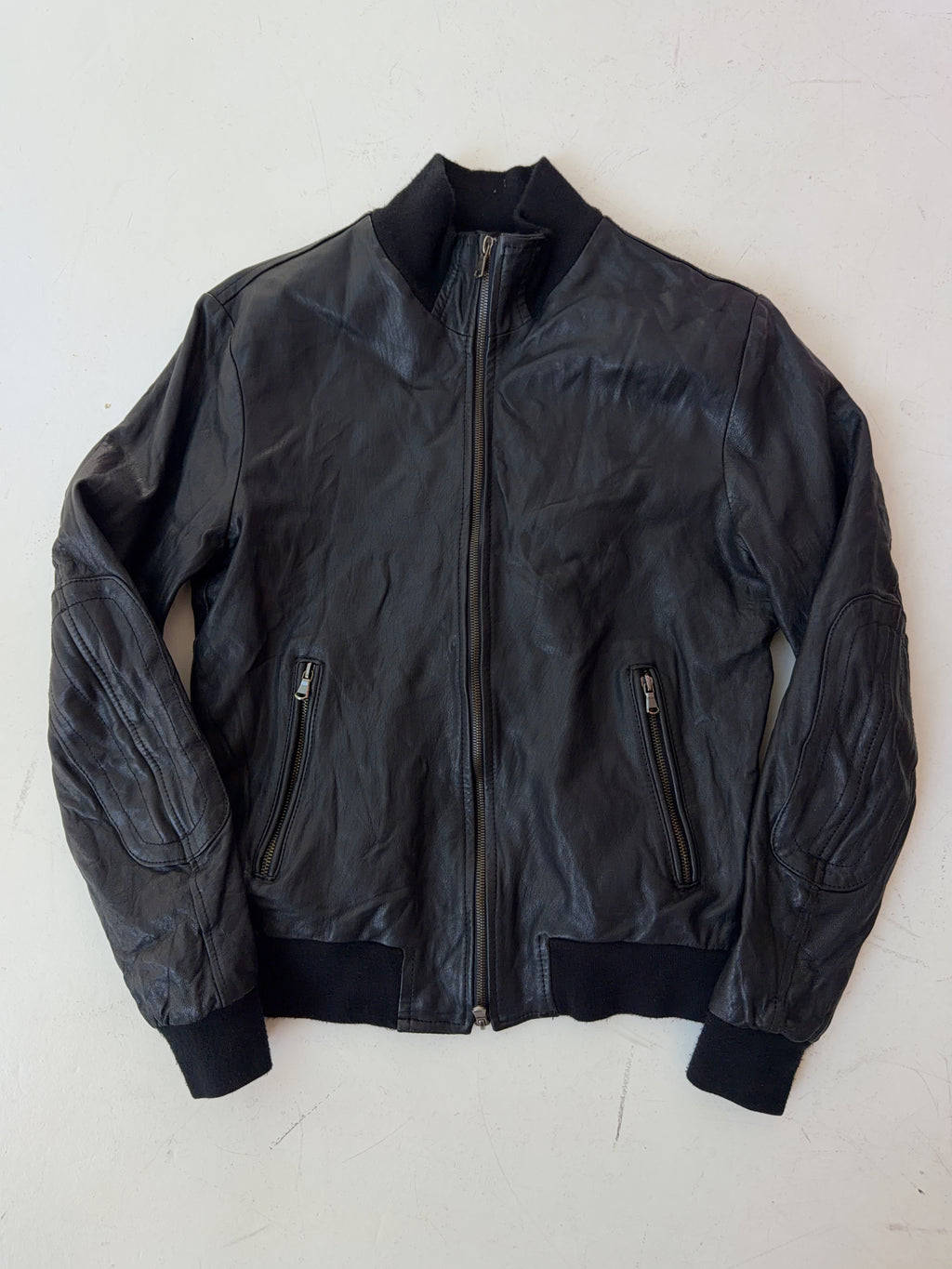 Vintage Schwarze Leder Jacke (M)