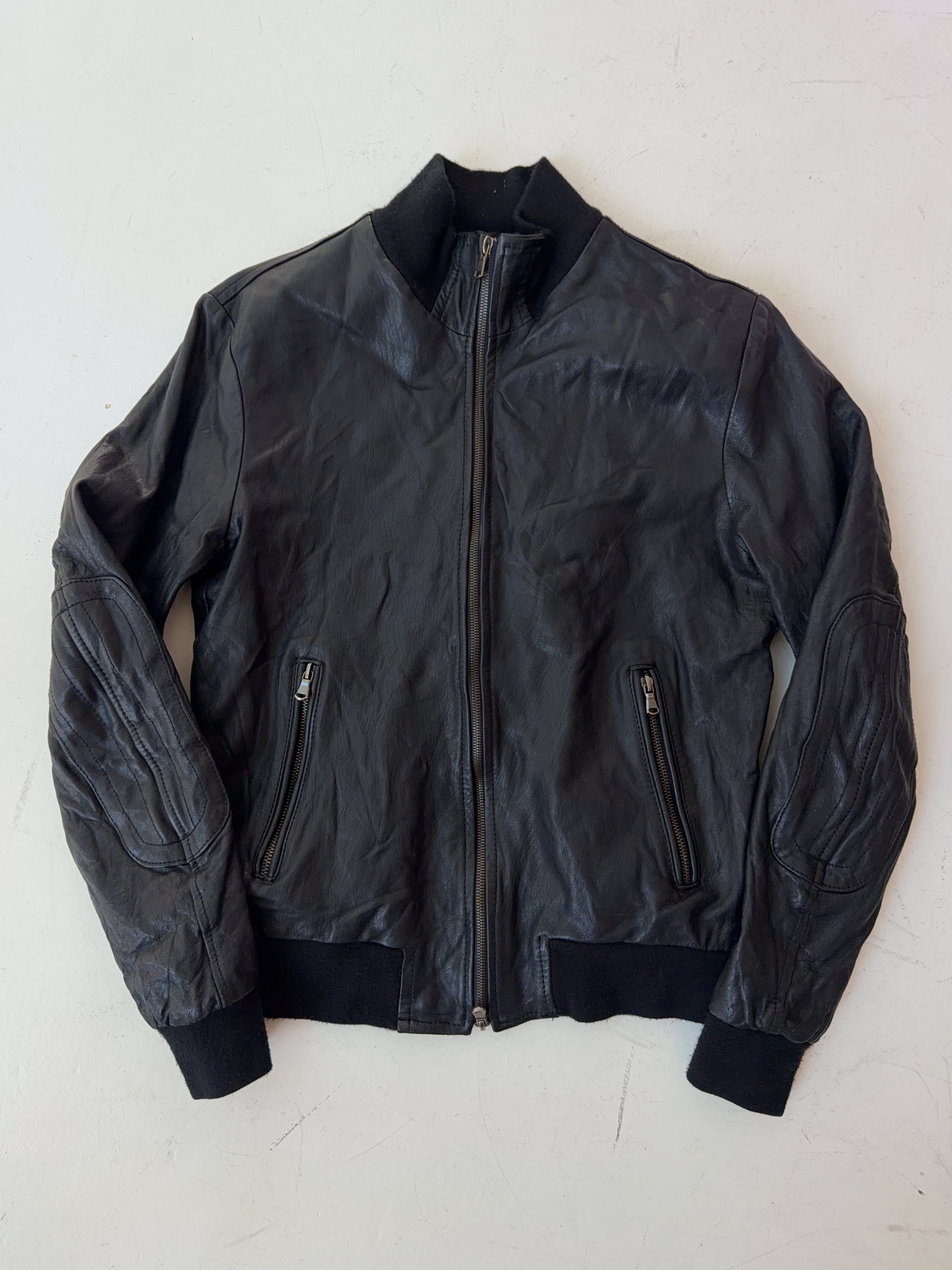 Vintage Schwarze Leder Jacke (M)