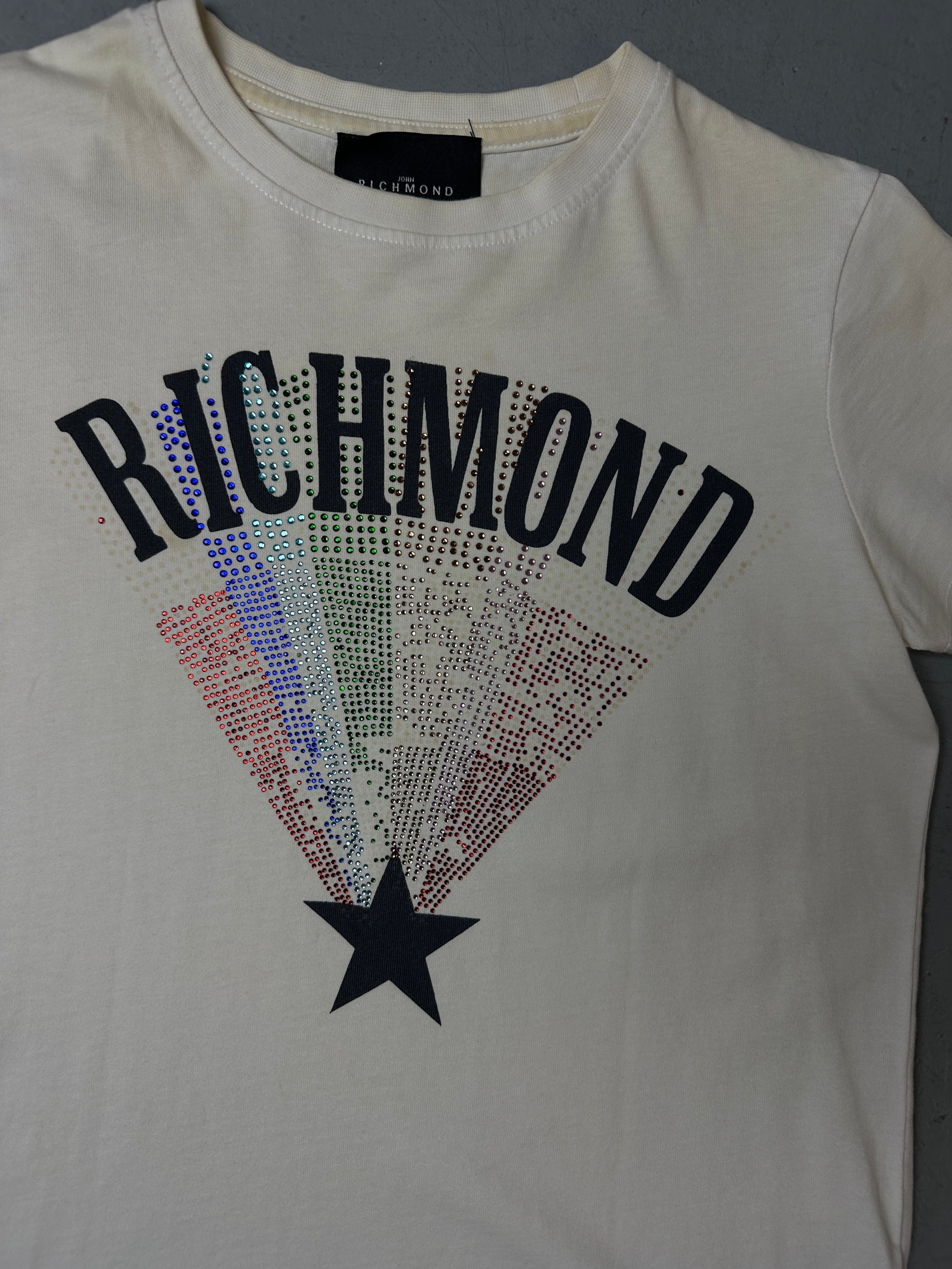 Detailliertes Produktbild von Vintage Richmond White Sparkle Tee S von vorne