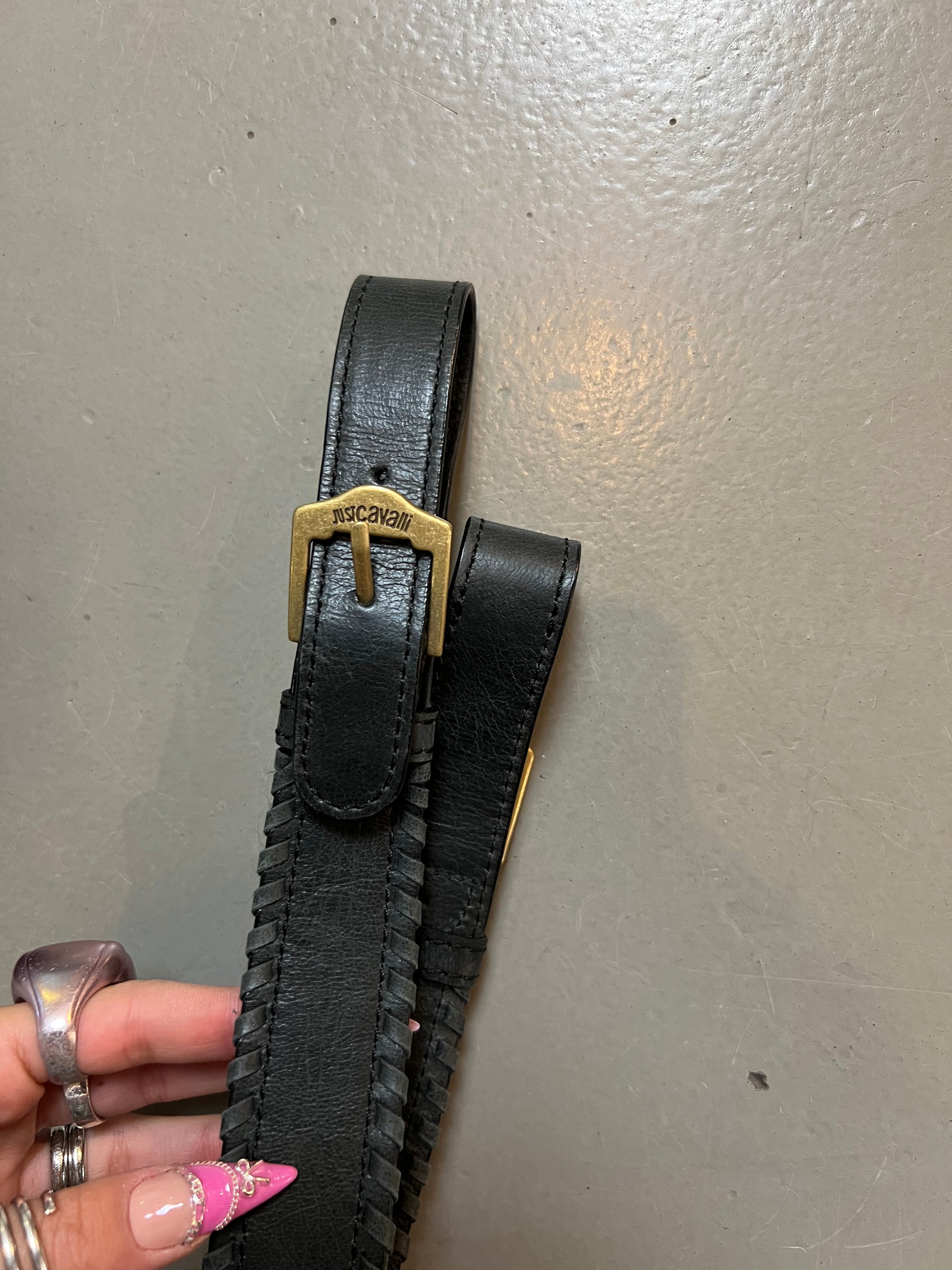 Eine Y2K Designer Umhängetasche von Just Cavalli, der Marke von Roberto Cavalli, in schwarz braun 