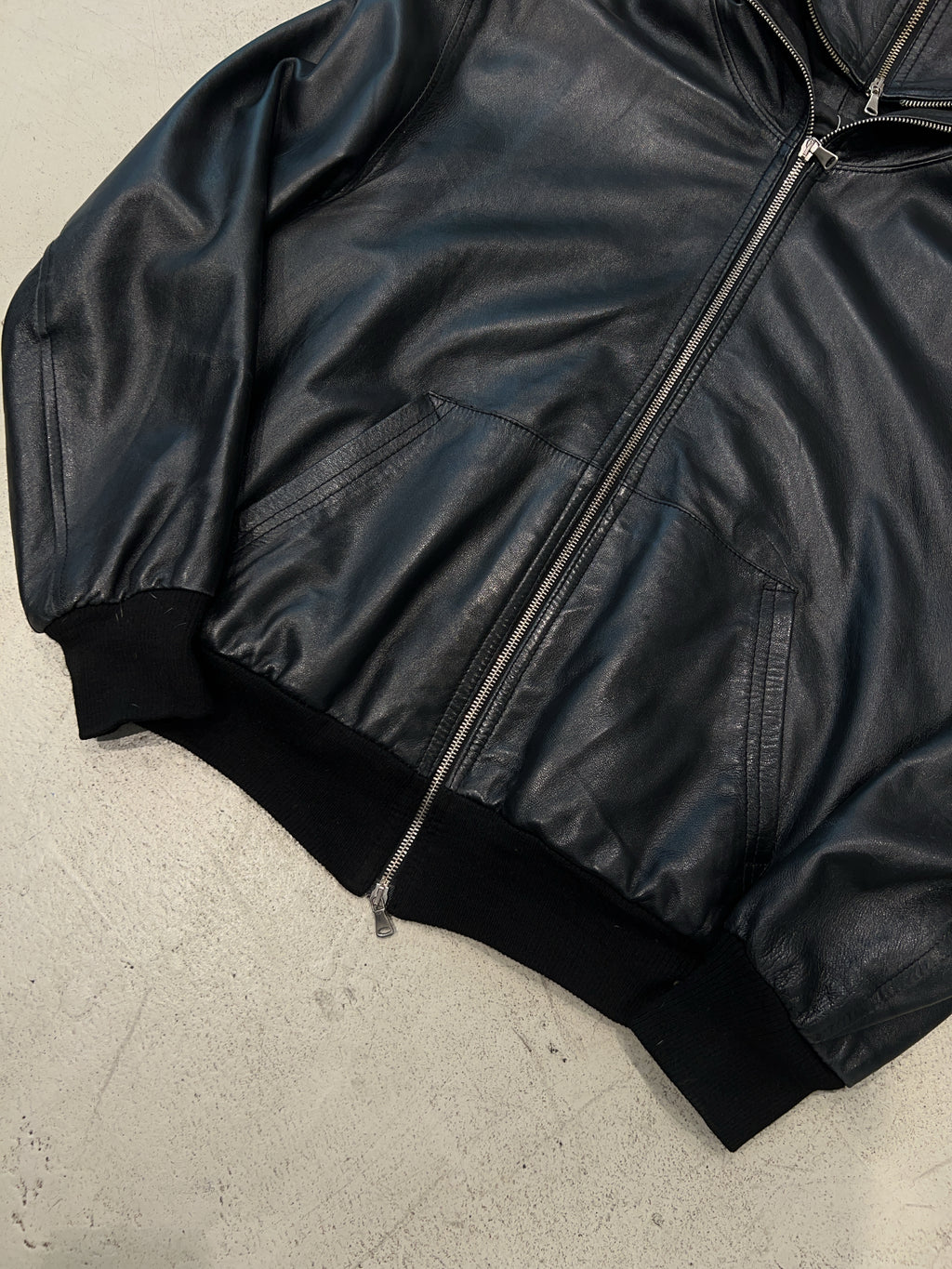 Vintage Full Zip Leder Jacke (XXL)