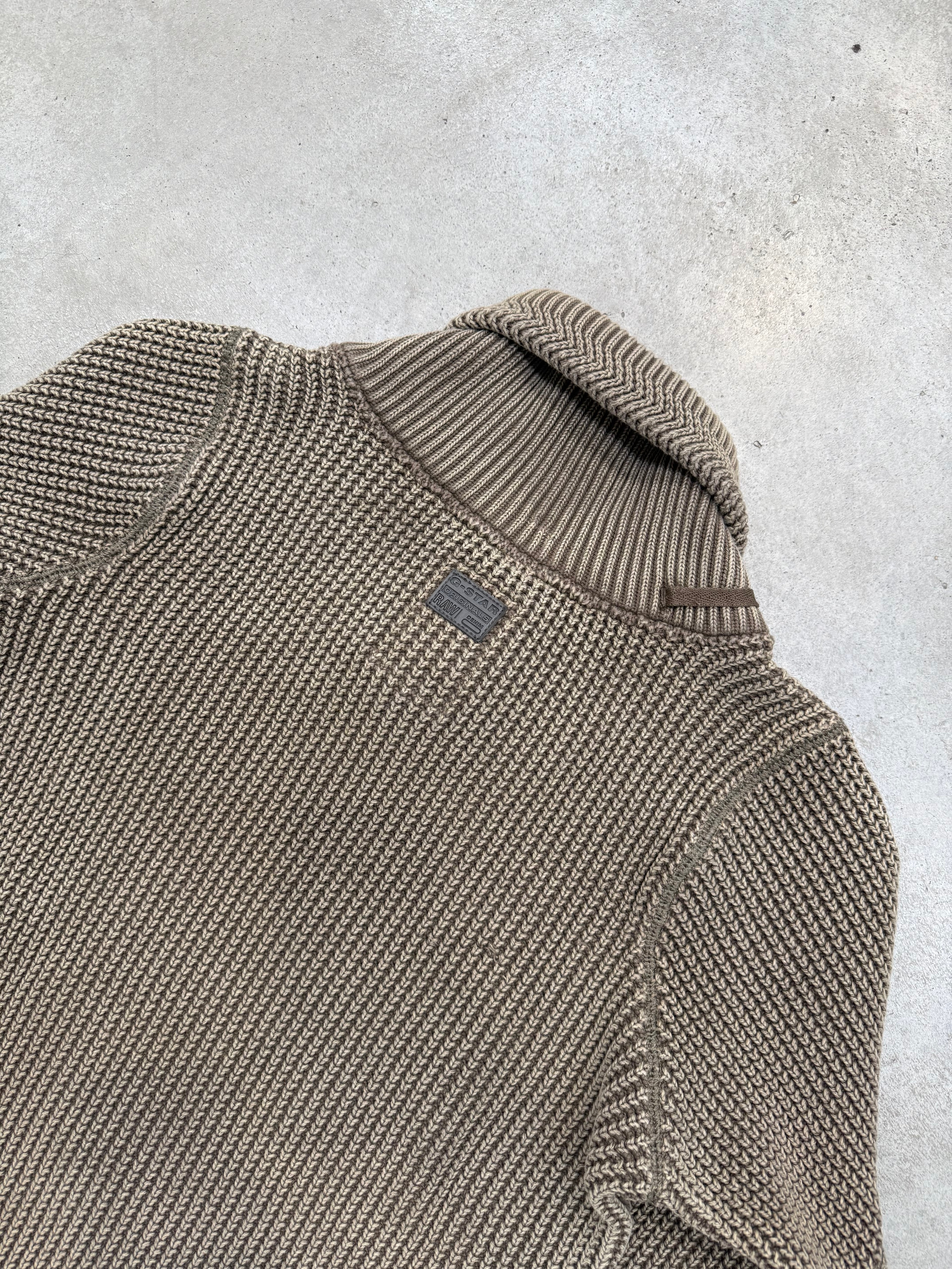 Vintage G-Star Raw Brown Waffle Knit Sweater M