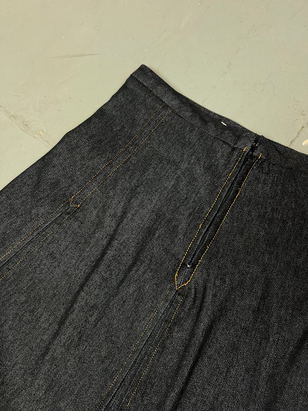 Vintage Black Denim Midi Skirt S