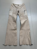 Vintage Beige Flared Leather Pants M