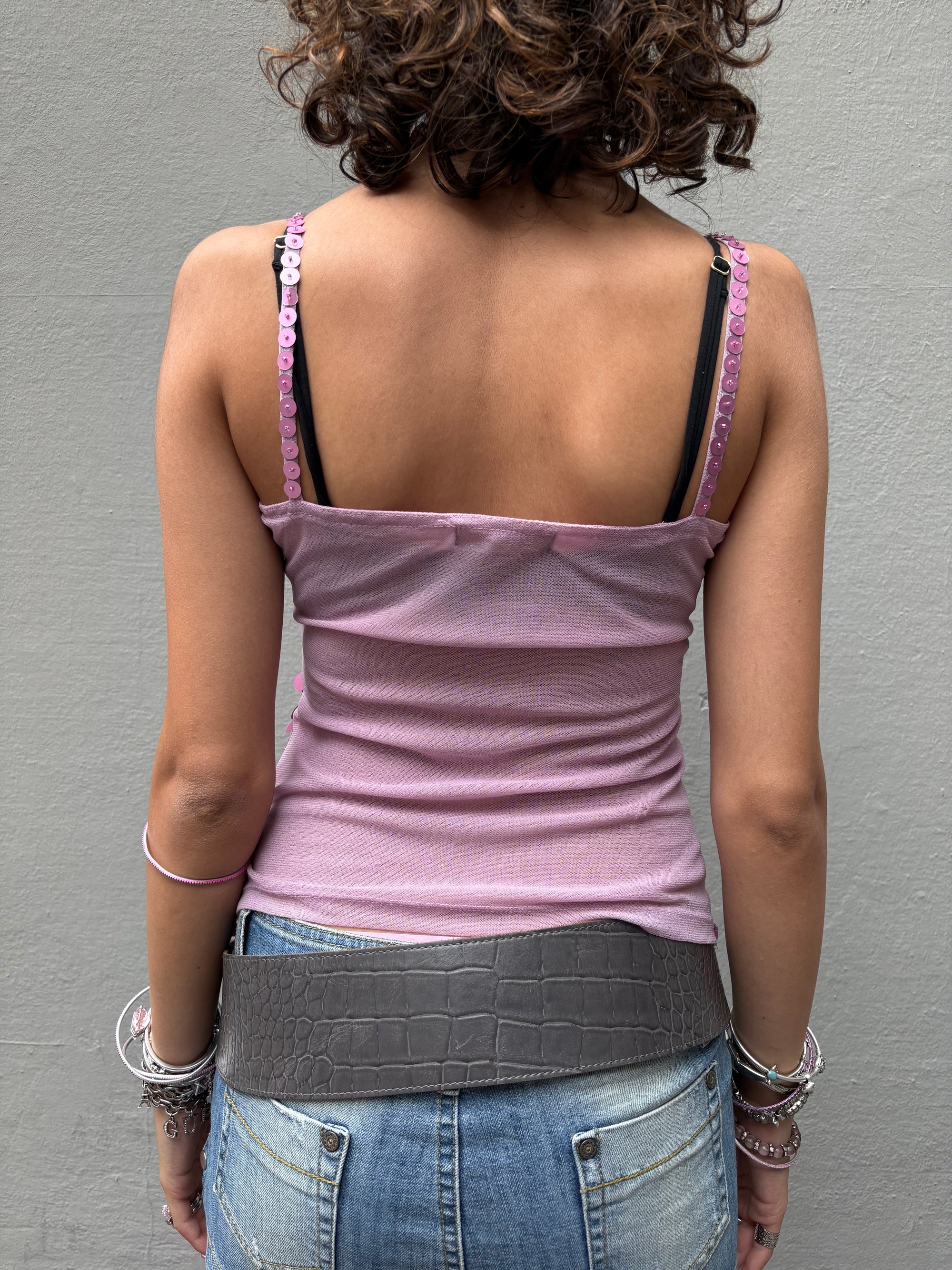 Vintage Y2K Purple/Pink Glitter Top S/M