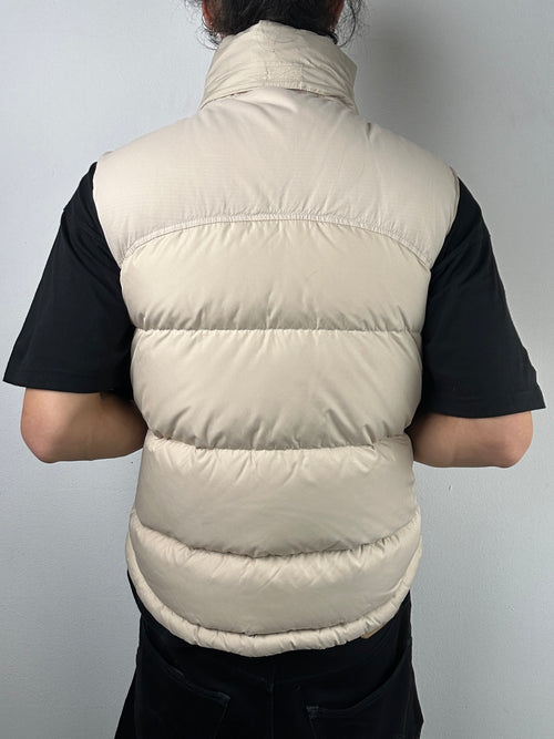 Vintage Nike Cream Down Puffer Vest für Männer. Y2K Secondhand 2000s Fashion