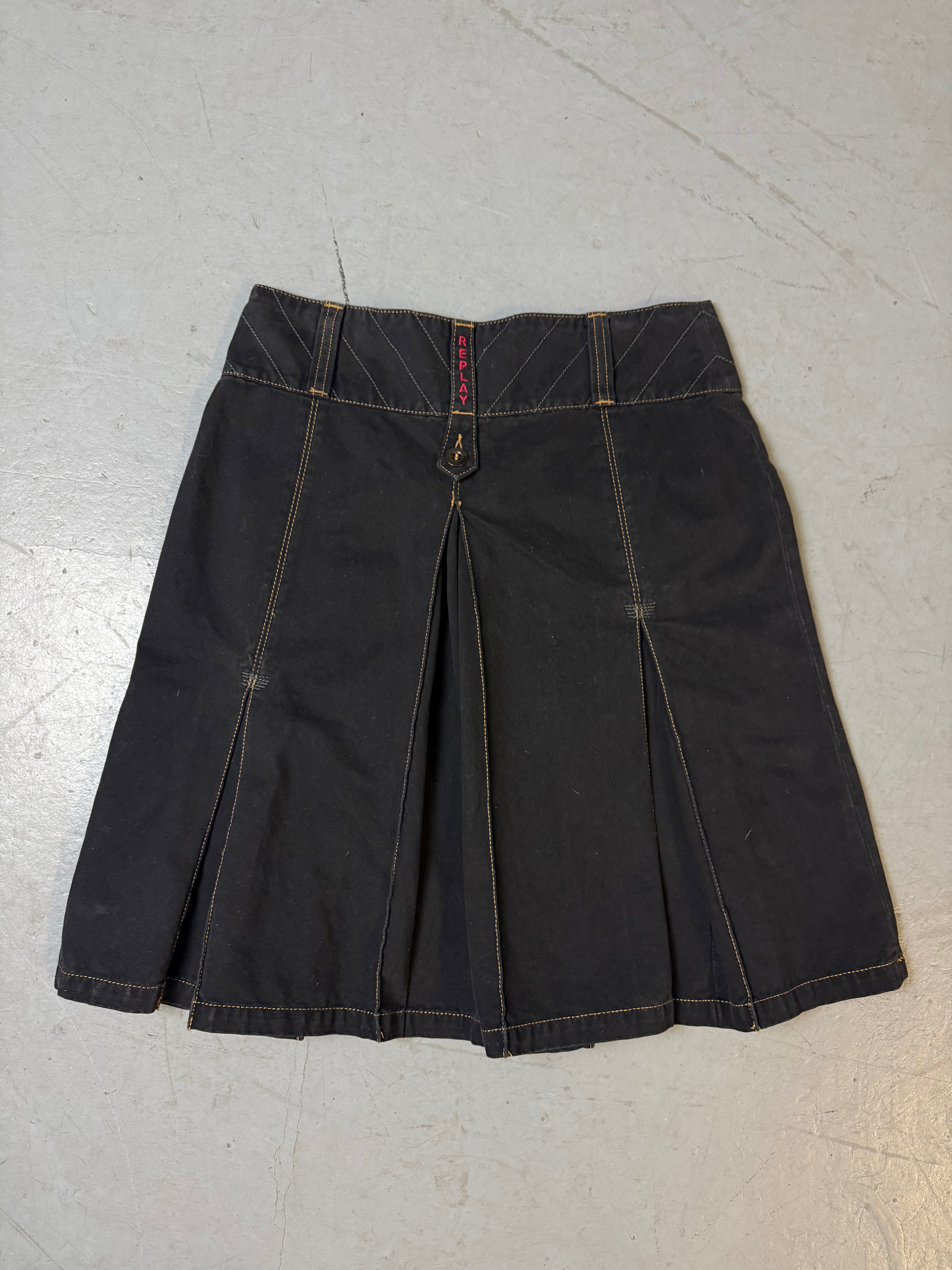 Produktbild von Vintage Replay Black Midi Skirt S/M von hinten